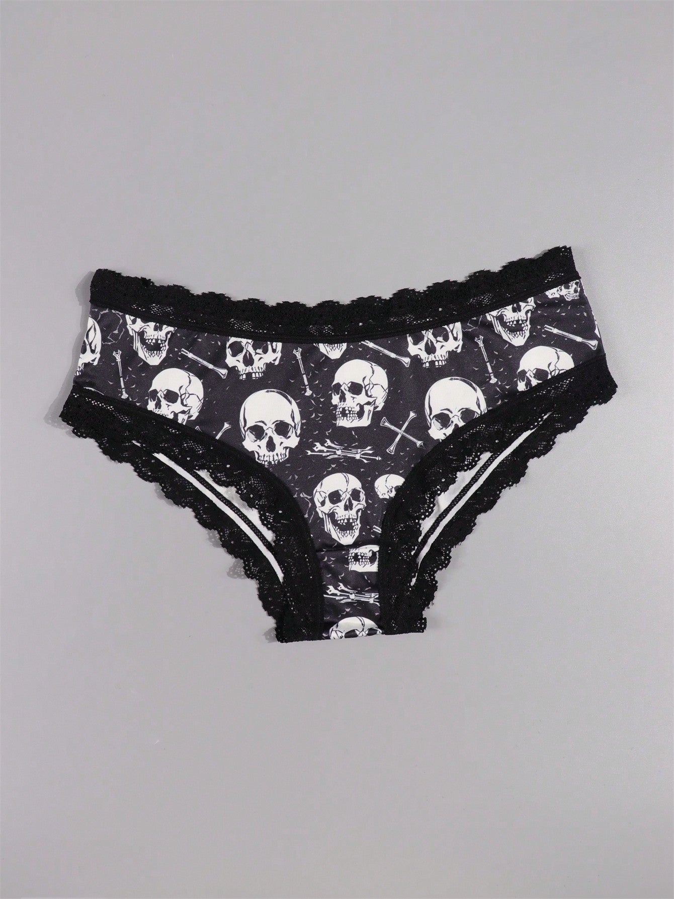Morvia 10pcs Women Sexy Gothic Chic Low-Rise Hipsters - Contrast Lace, Allover Halloween Skull & Eyeballs & Stars & Jack-O-Lanterns Allover Print, Comfortable Hipster Panties For Women - Halloween Lingerie & Underwear-Comfortable, Assorted Styles, Perfec