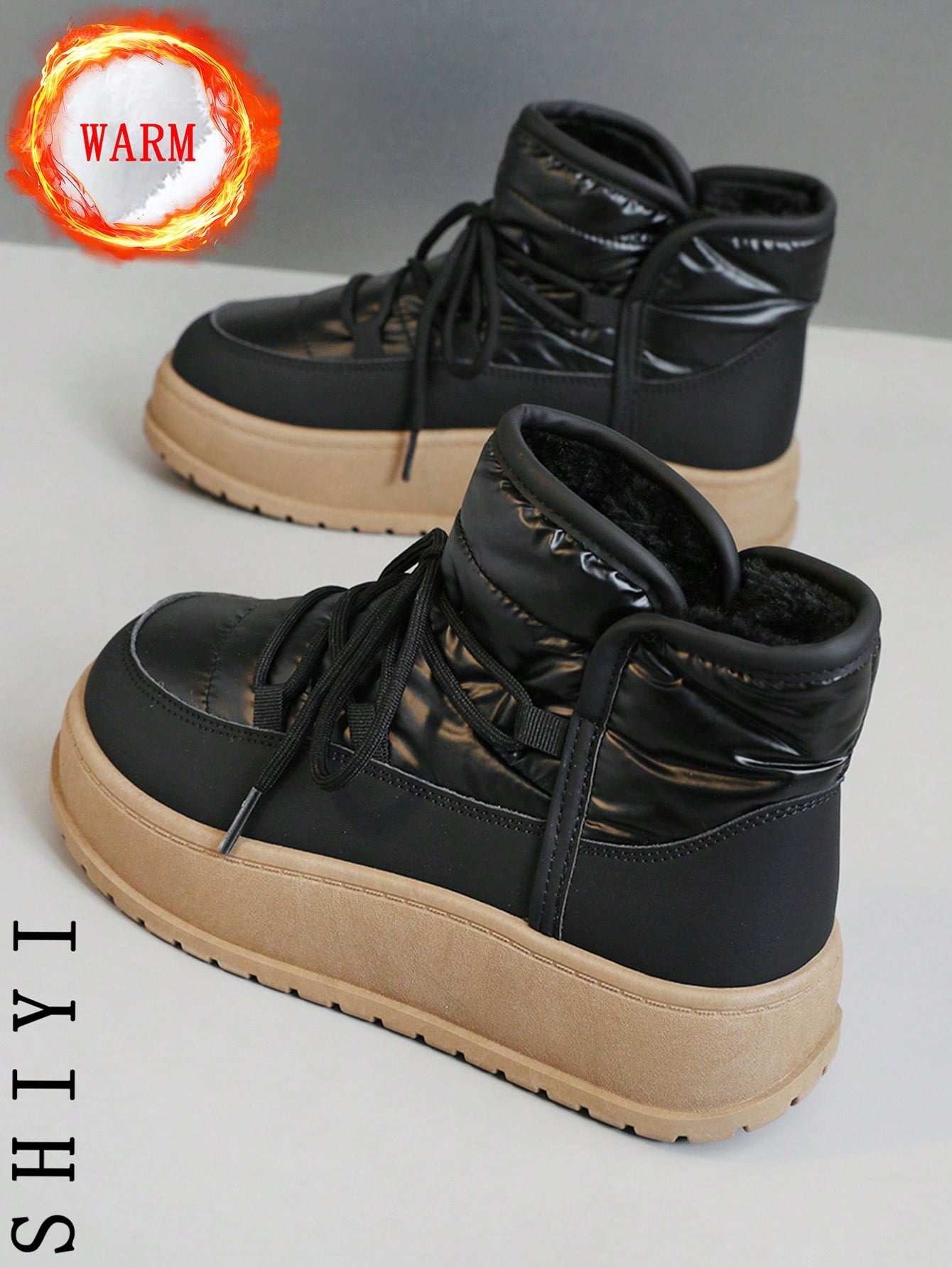 Women's White Casual Sneakers, 2024 Winter New Arrival, Plush Lining Warm Outdoor Thick Sole Fashion Versatile Vacation Style Student Outdoor Hiking Skateboard Flat Chunky Sneakers Snow Boots