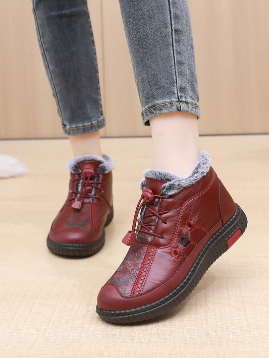 New Fashion Women's Winter Running Shoes, Versatile Casual Sports Sneakers, Plush & Thick Warm Boots, Round Toe, PVC Sole, Anti-Slip Comfortable, Waterproof & Durable, Suitable For Lovely Ladies TM88