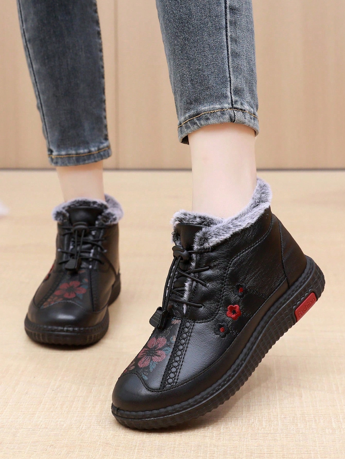 New Fashion Women's Winter Running Shoes, Versatile Casual Sports Sneakers, Plush & Thick Warm Boots, Round Toe, PVC Sole, Anti-Slip Comfortable, Waterproof & Durable, Suitable For Lovely Ladies TM88