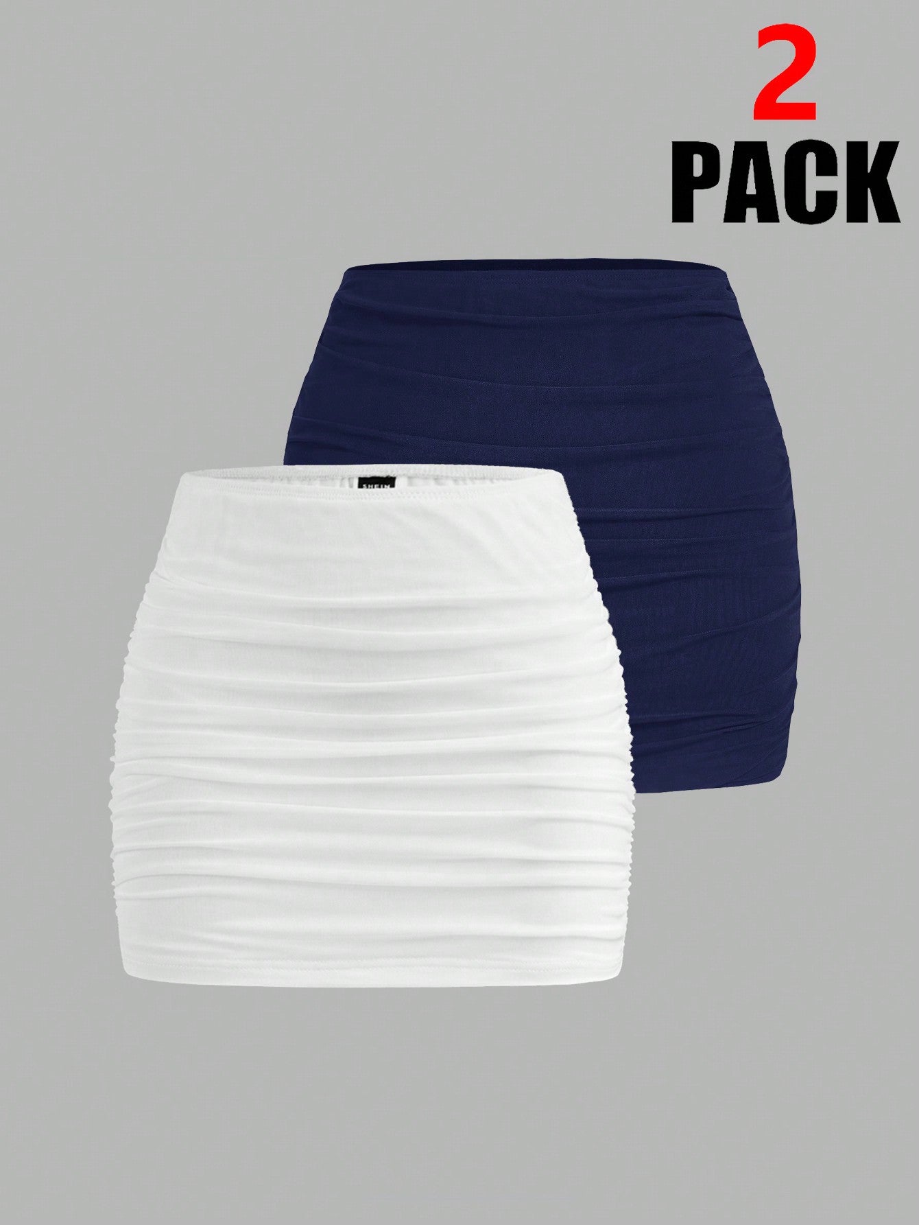 EZwear 2pcs Mesh Double Layer See-Through Bodycon Mini Skirt Set