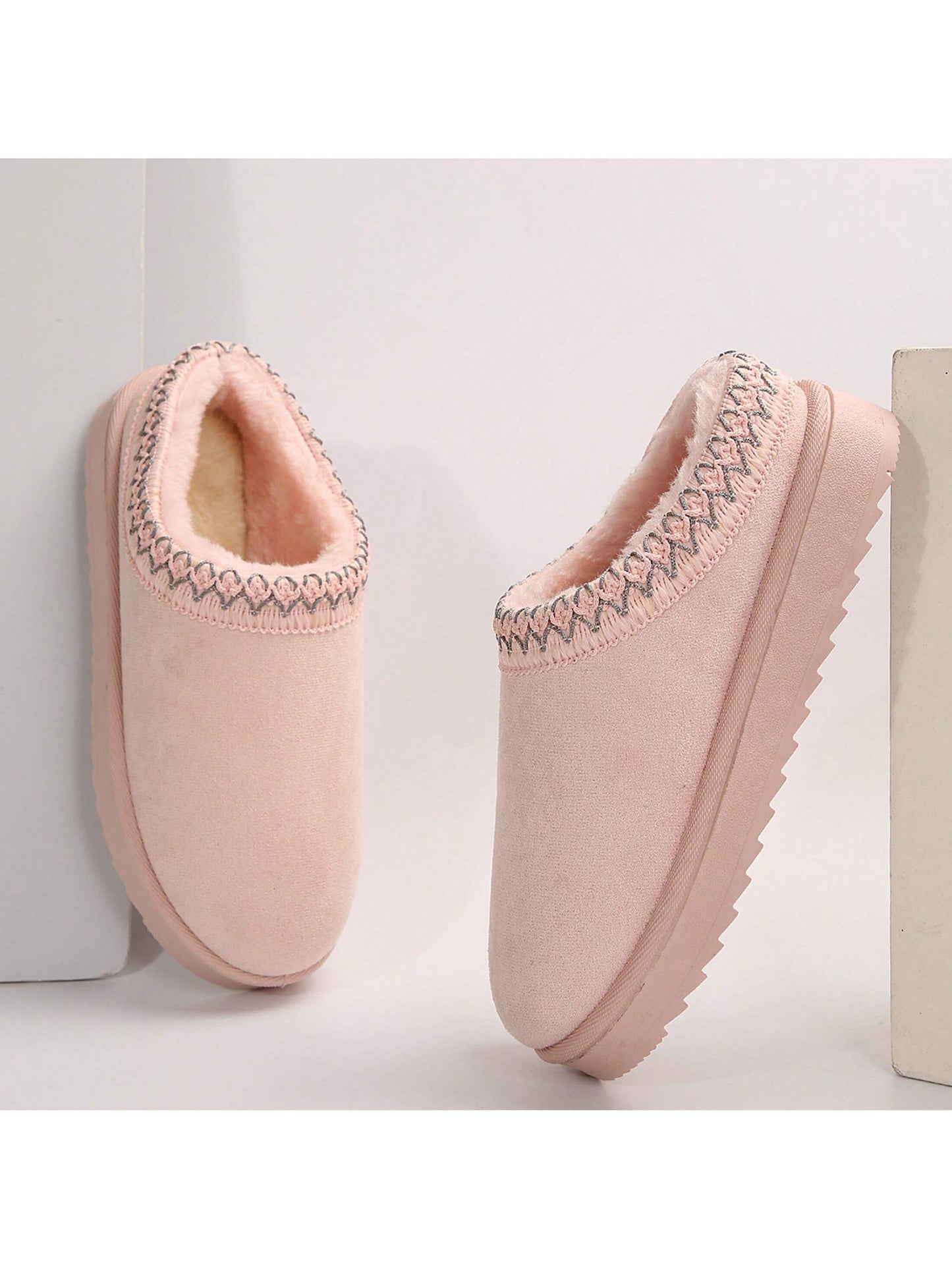 Merking Women's Winter Slippers, Platform Snow Boots, Thickened Flat Boots, Fur Lining, Warm Shoes, Outdoor Non Slip Boots