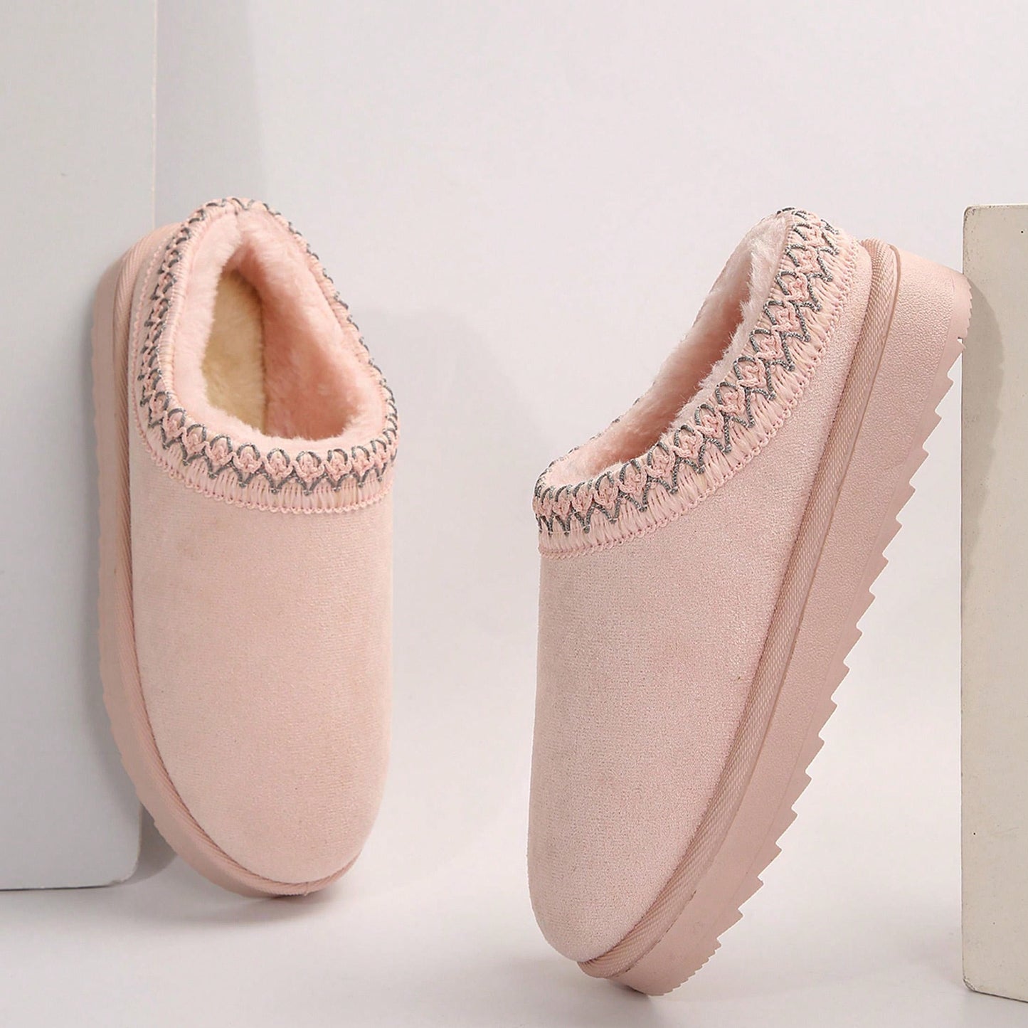 Merking Women's Winter Slippers, Platform Snow Boots, Thickened Flat Boots, Fur Lining, Warm Shoes, Outdoor Non Slip Boots