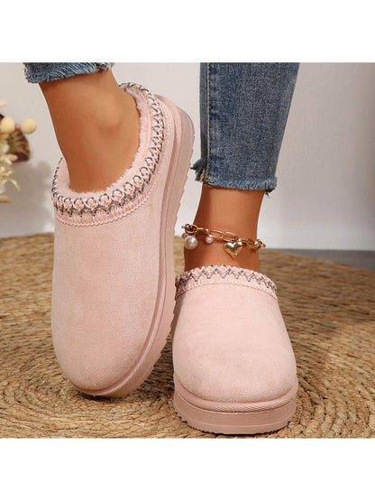 Merking Women's Winter Slippers, Platform Snow Boots, Thickened Flat Boots, Fur Lining, Warm Shoes, Outdoor Non Slip Boots