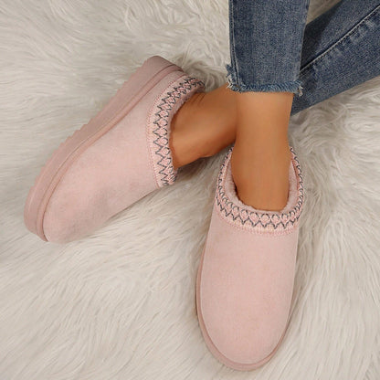 Merking Women's Winter Slippers, Platform Snow Boots, Thickened Flat Boots, Fur Lining, Warm Shoes, Outdoor Non Slip Boots