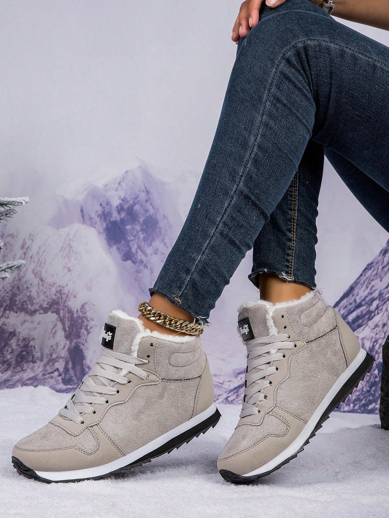 Women's Thermal Lined Warm Snow Boots, Wear-Resistant, Non-Slip, Suitable For Outdoor Activities, Unisex