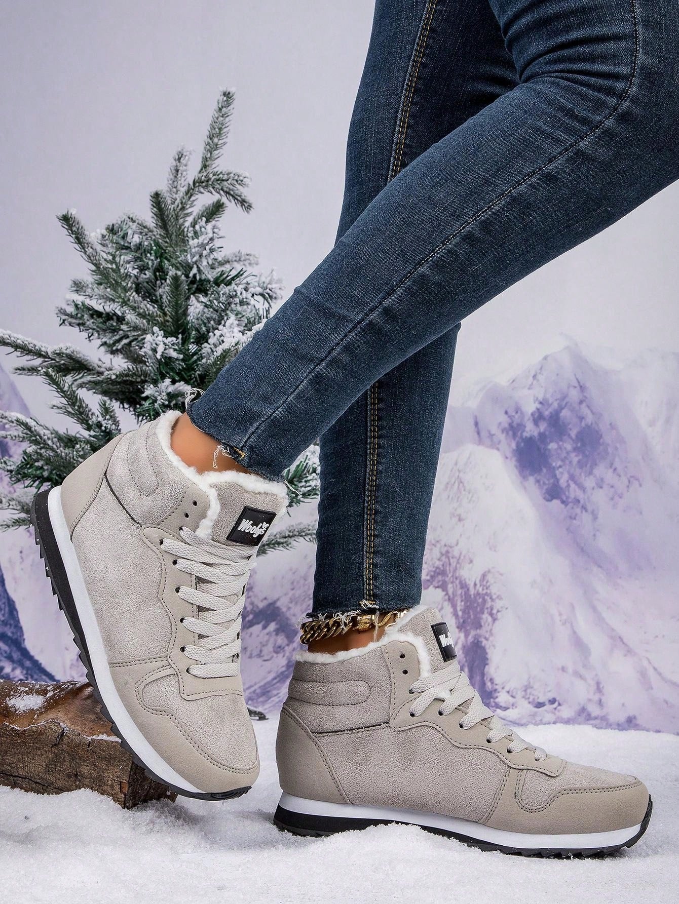 Women's Thermal Lined Warm Snow Boots, Wear-Resistant, Non-Slip, Suitable For Outdoor Activities, Unisex