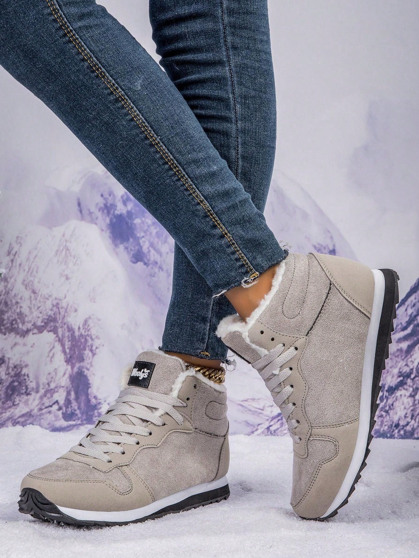 Women's Thermal Lined Warm Snow Boots, Wear-Resistant, Non-Slip, Suitable For Outdoor Activities, Unisex