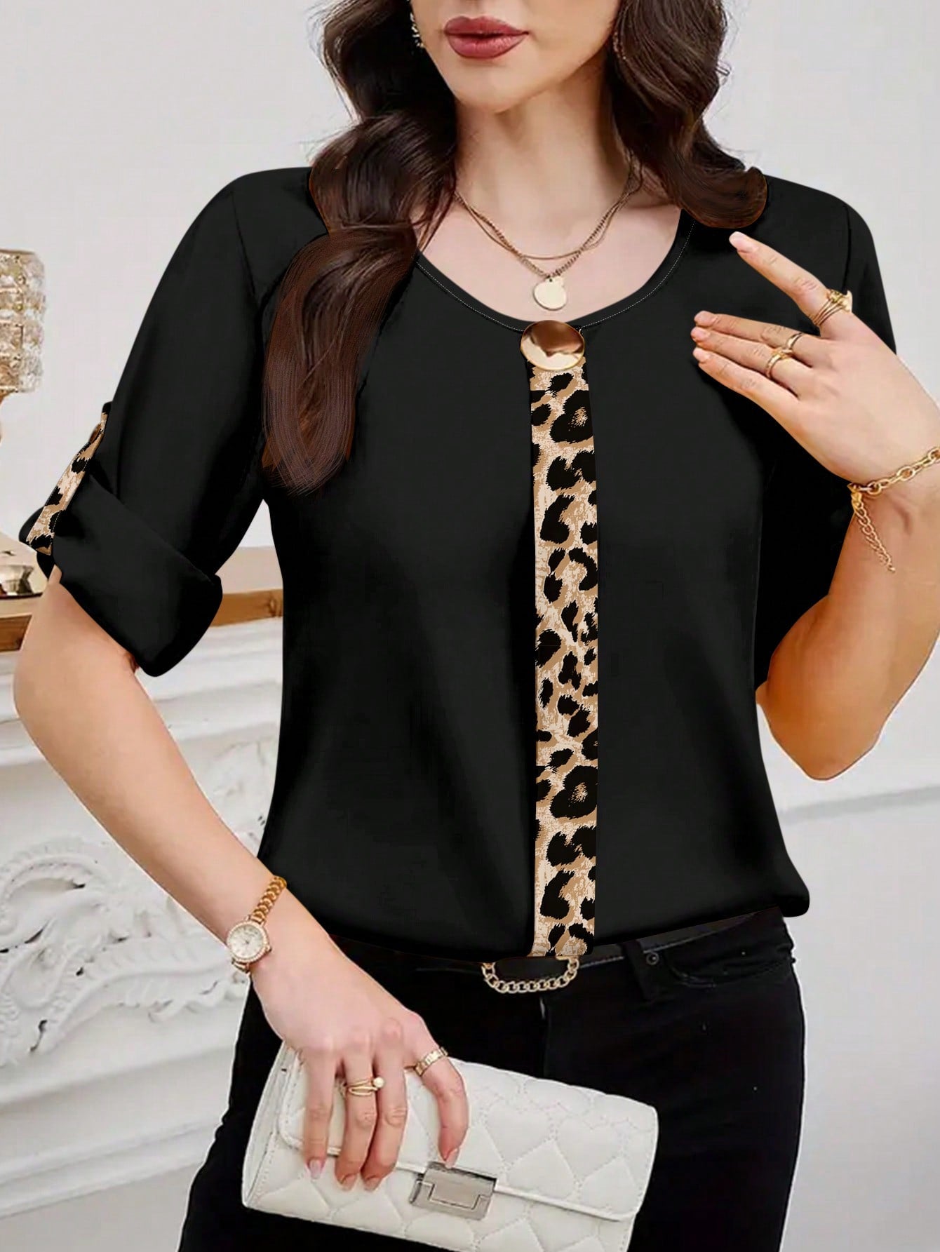 Clasi Women Solid Roll Up Sleeve Blouse