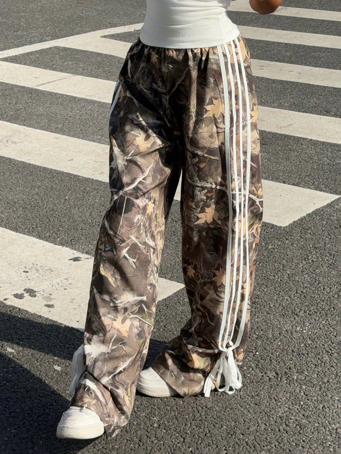 EZwear Women Casual Leopard Print Side Bow Tie Pants