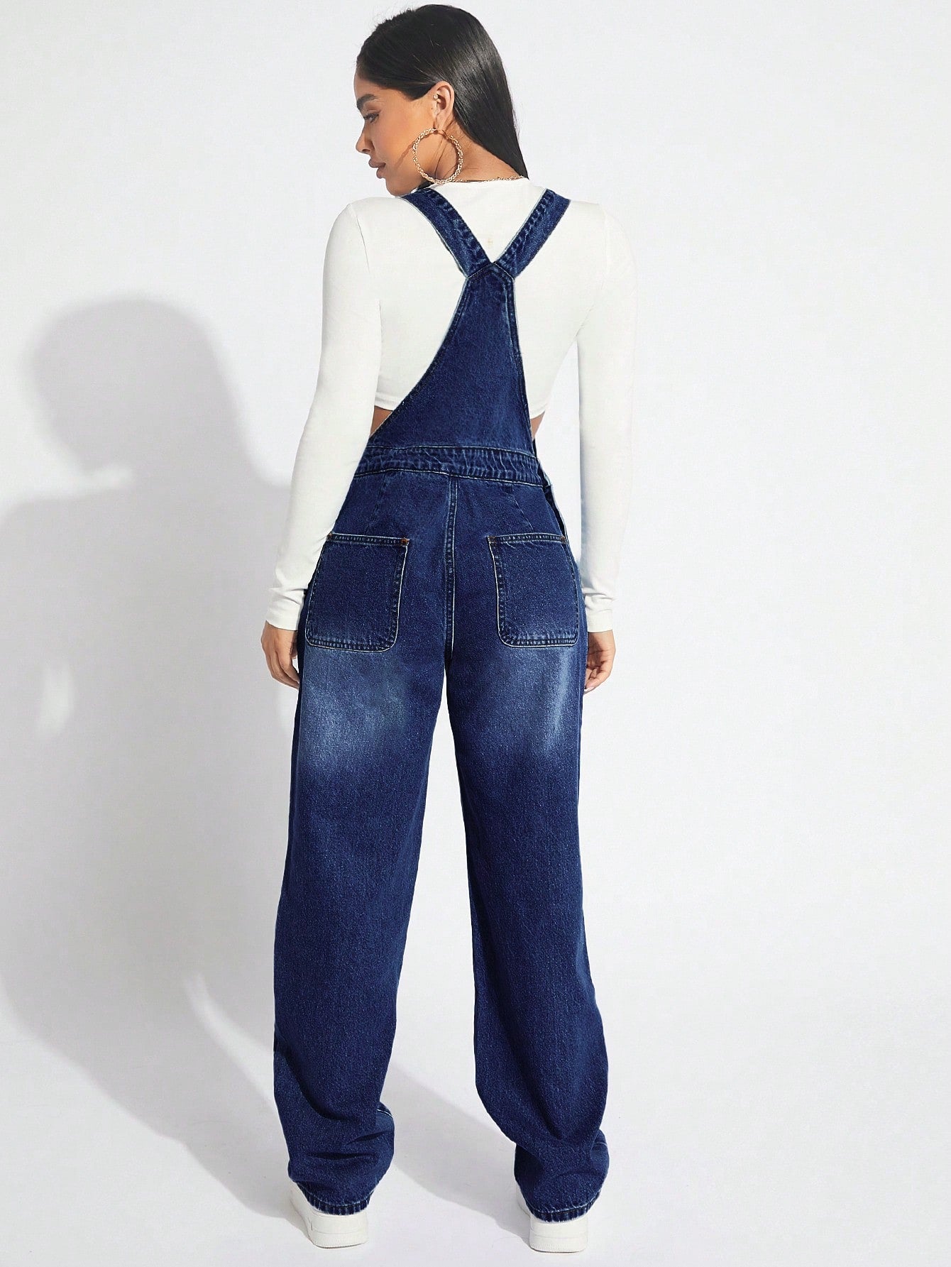 SXY Women's Wide Strap Button Distressed Casual Denim Overalls