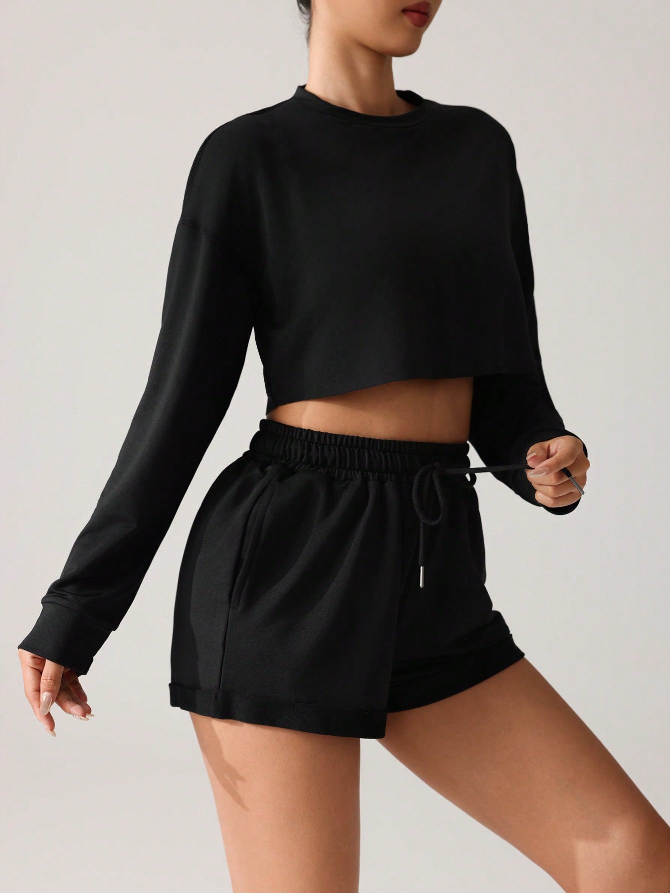 Sport Studio 2 Pieces Active Set - Hoodie And Shorts Gym Set