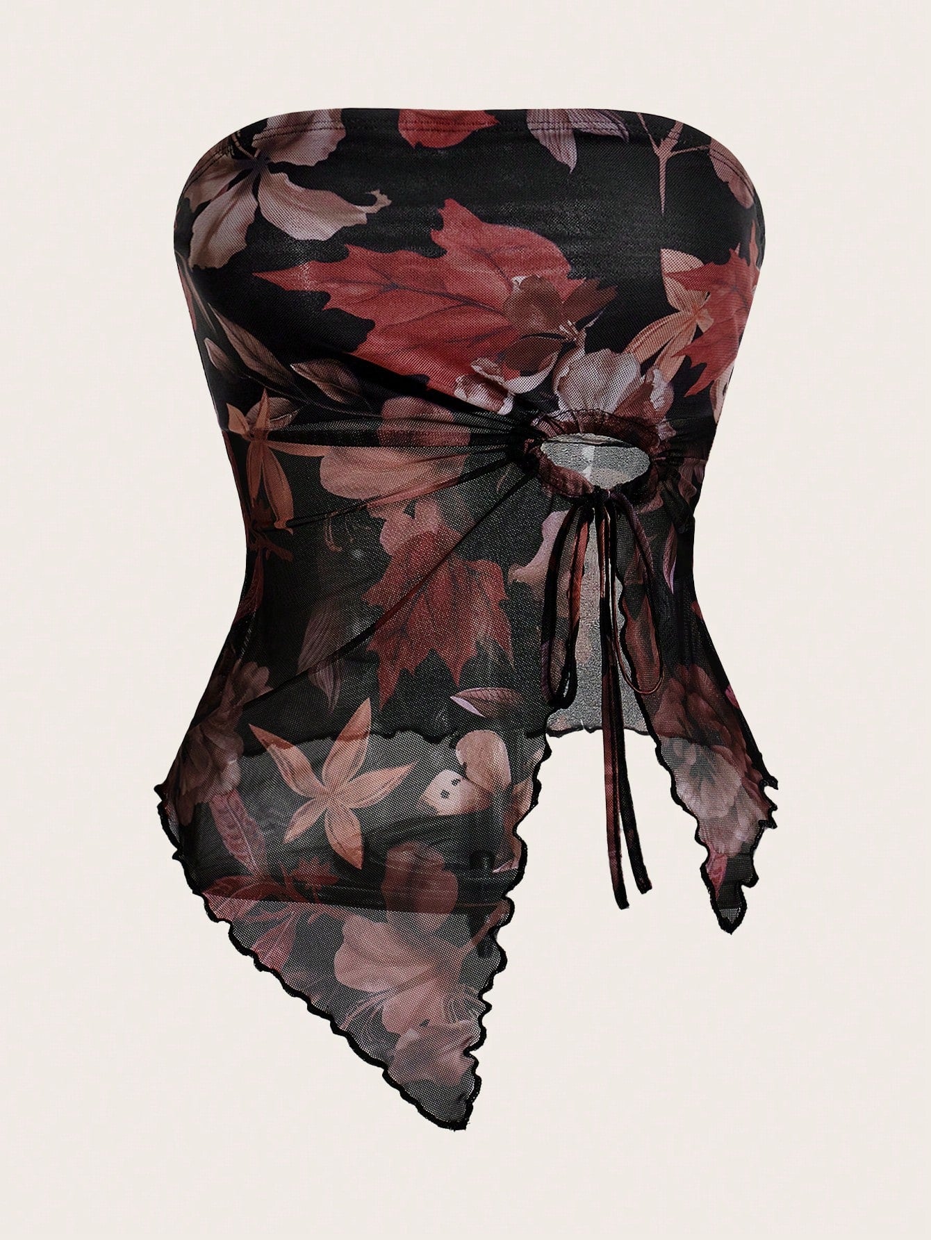 ICON Drawstring Side Asymmetrical Hem Tube Asymmetrical Top