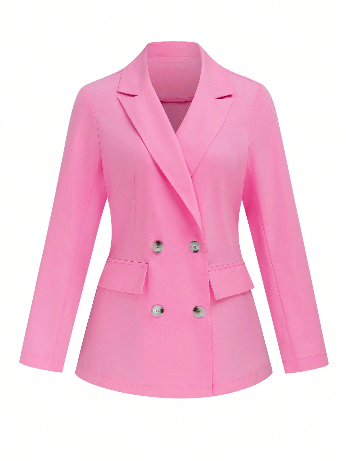 Clasi Women Solid Color Double-Breasted Long Sleeve Blazer And Pant Suit Set