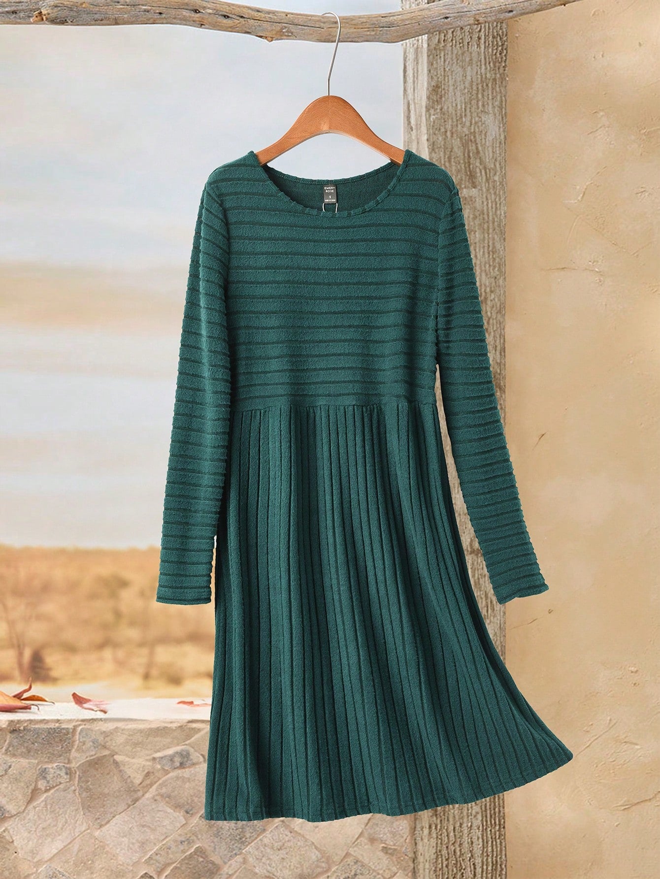 RusticEase Women Casual Color Block Striped Mini Dress For Autumn