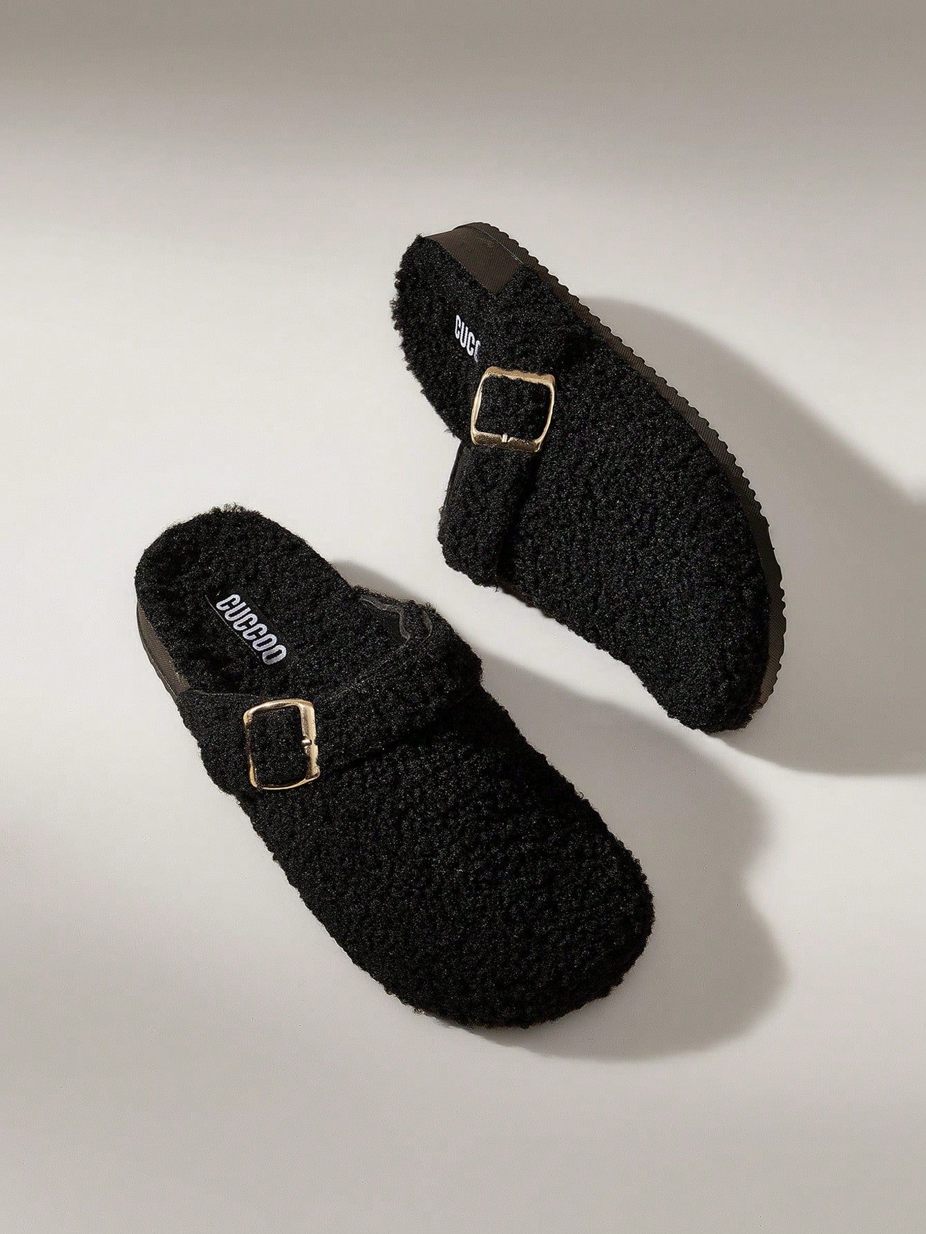 Solecia Women's Round Flat Apricot Toe Slip On Fluffy Slippers With Buckle Decor, Suitable For Indoor And Outdoor For Summer Vacation Shoes Summer Sale Back To School Shoes College Student Shoes Christmas Fall New Year Holiday