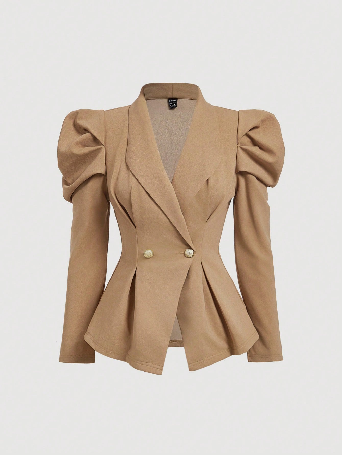 MOD Women 2 Pieces Set Brown Vintage Flared Sleeve Fitted Blazer & Straight Leg Pants, Holiday Women Outfits, Women Clothes, New Year, Classy Outfits, New Years