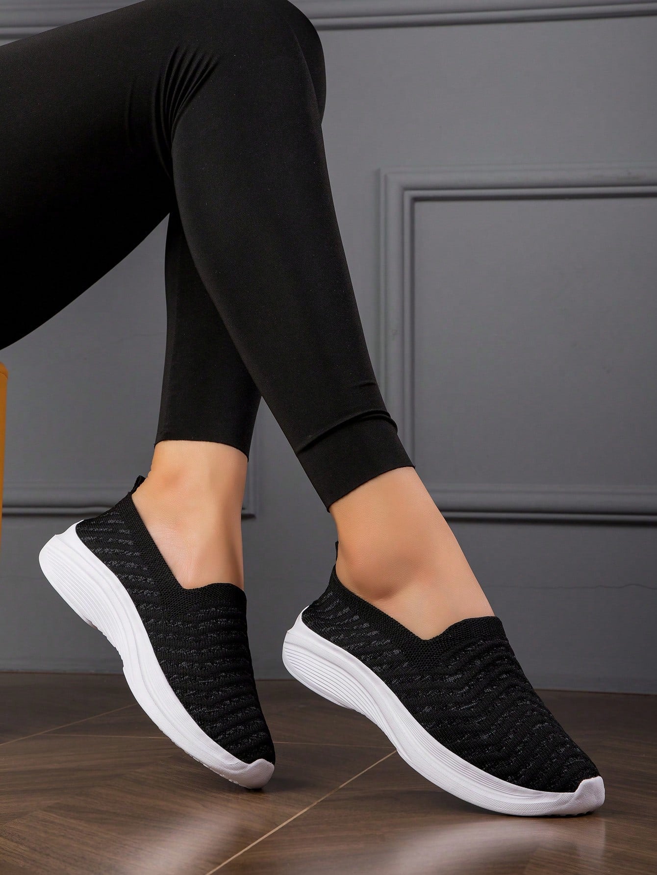 Women's Breathable Knit Casual Flat Loafers, Lightweight & Comfortable Slip-On Shoes, White