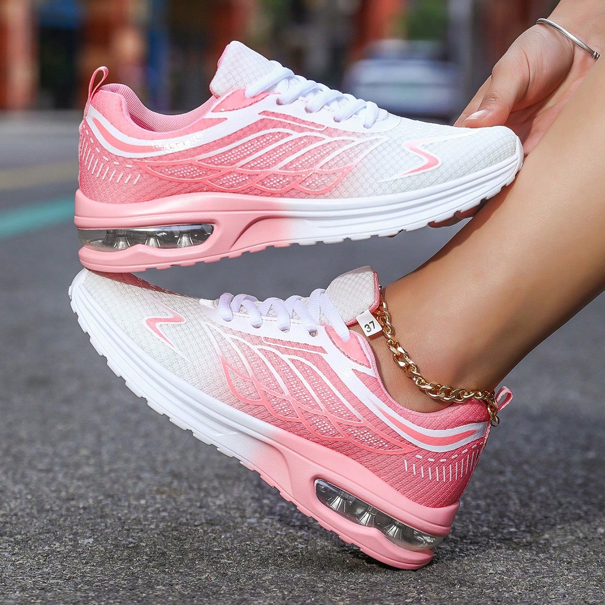 Women's Lightweight Shock-Absorbing Air Cushion Anti-Slip Sports Running Casual Shoes, Breathable Driving Sneakers For Autumn/Winter