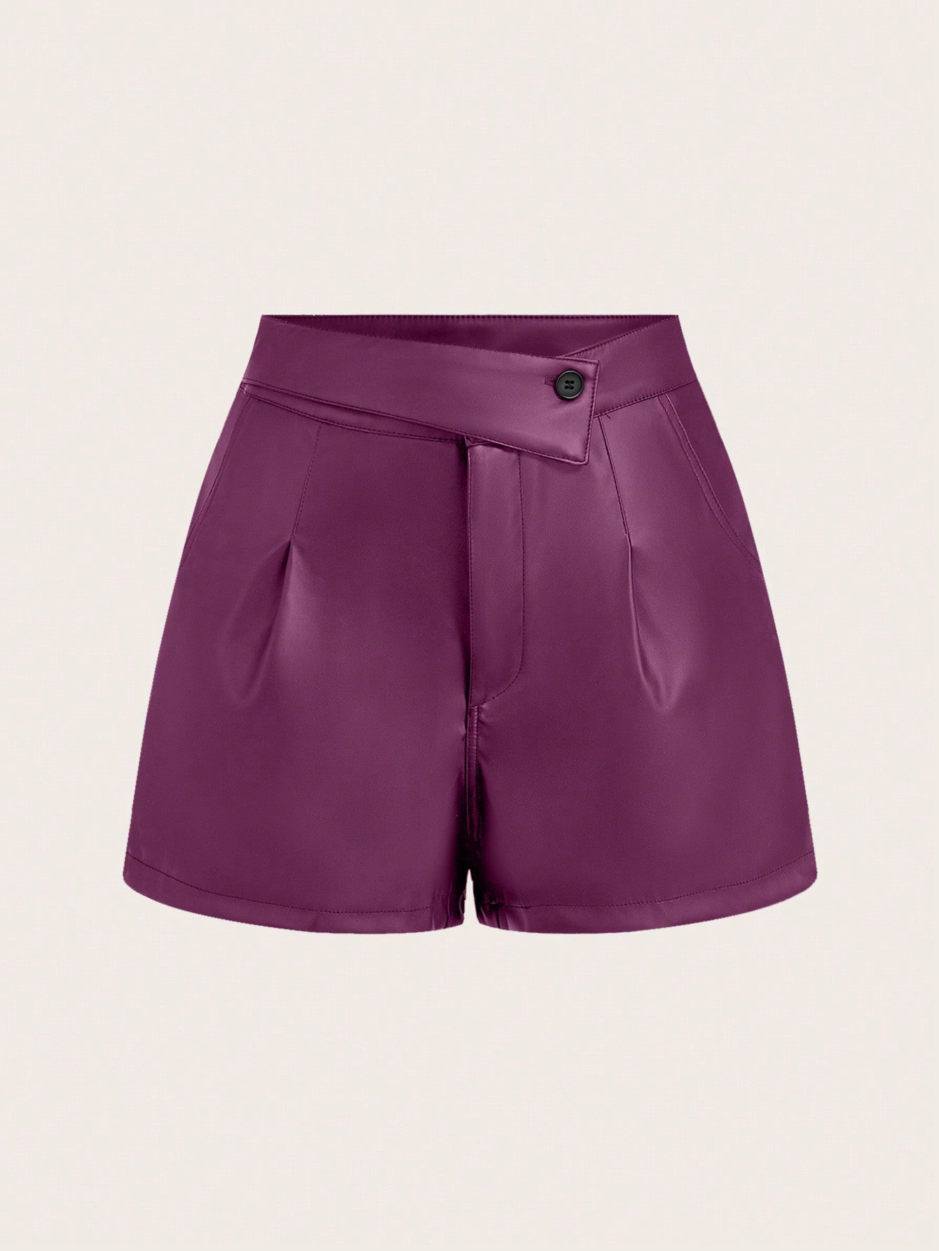 Privé Women's Solid Color Minimalist Front Button Casual Shorts