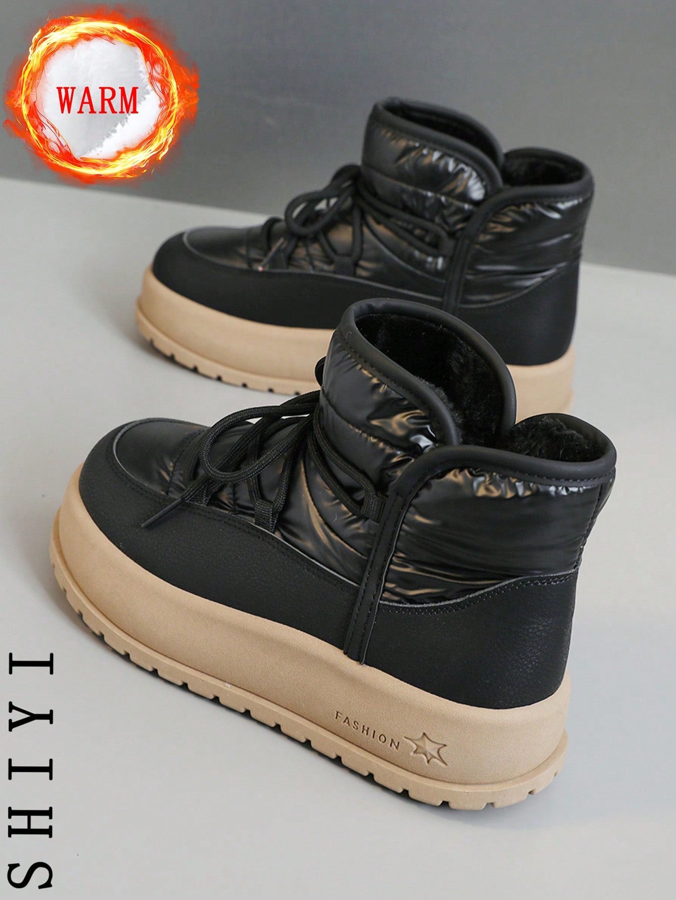 Women's White Casual Sneakers, 2024 Winter New Arrival, Plush Lining Warm Outdoor Thick Sole Fashion Versatile Vacation Style Student Outdoor Hiking Skateboard Flat Chunky Sneakers Snow Boots