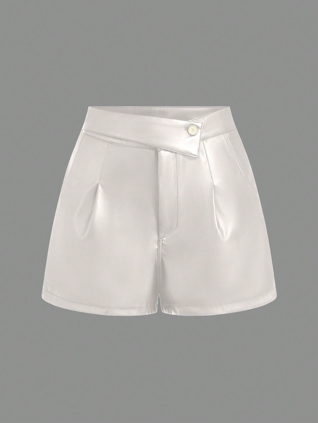 Privé Women's Solid Color Minimalist Front Button Casual Shorts