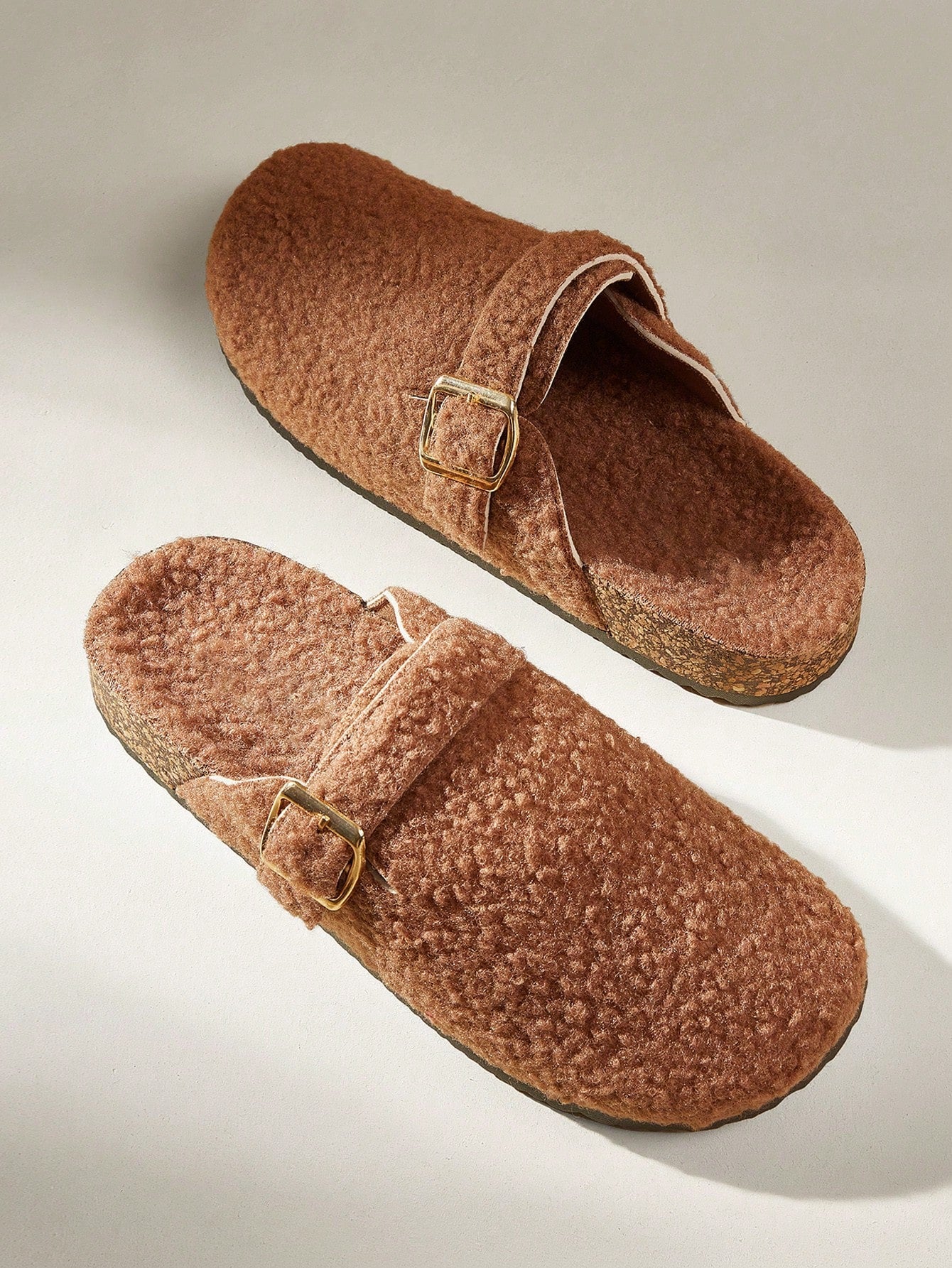 Solecia Women's Round Flat Apricot Toe Slip On Fluffy Slippers With Buckle Decor, Suitable For Indoor And Outdoor For Summer Vacation Shoes Summer Sale Back To School Shoes College Student Shoes Christmas Fall New Year Holiday