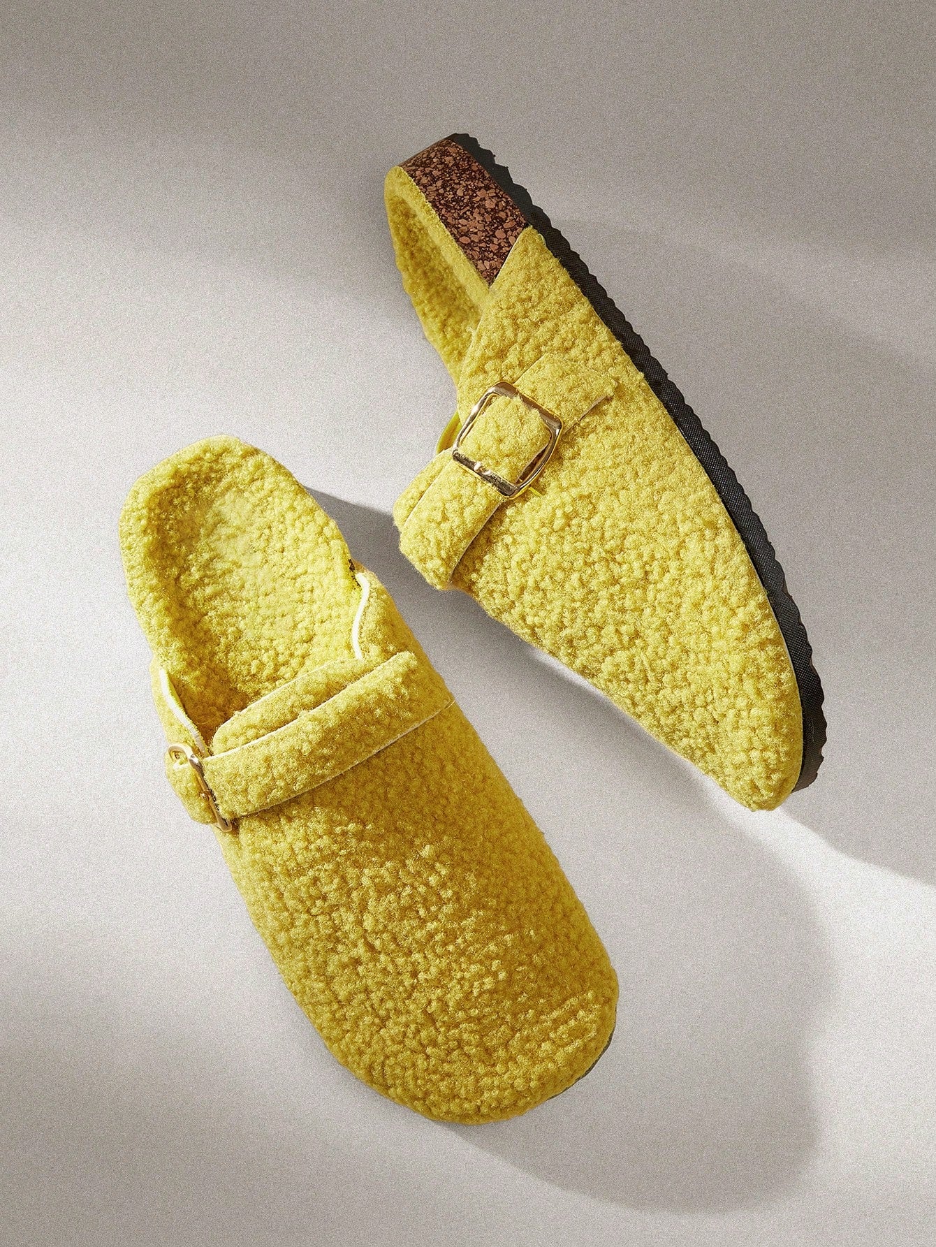 Solecia Women's Round Flat Apricot Toe Slip On Fluffy Slippers With Buckle Decor, Suitable For Indoor And Outdoor For Summer Vacation Shoes Summer Sale Back To School Shoes College Student Shoes Christmas Fall New Year Holiday