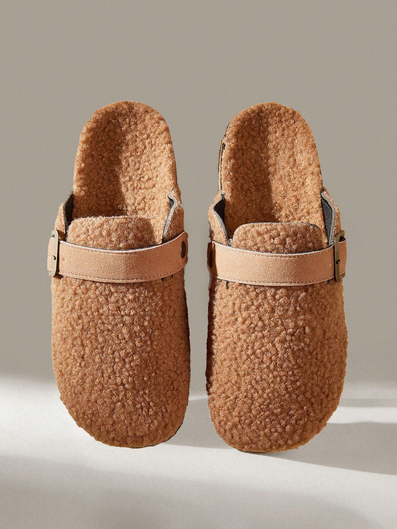 Solecia Women's Round Flat Apricot Toe Slip On Fluffy Slippers With Buckle Decor, Suitable For Indoor And Outdoor For Summer Vacation Shoes Summer Sale Back To School Shoes College Student Shoes Christmas Fall New Year Holiday