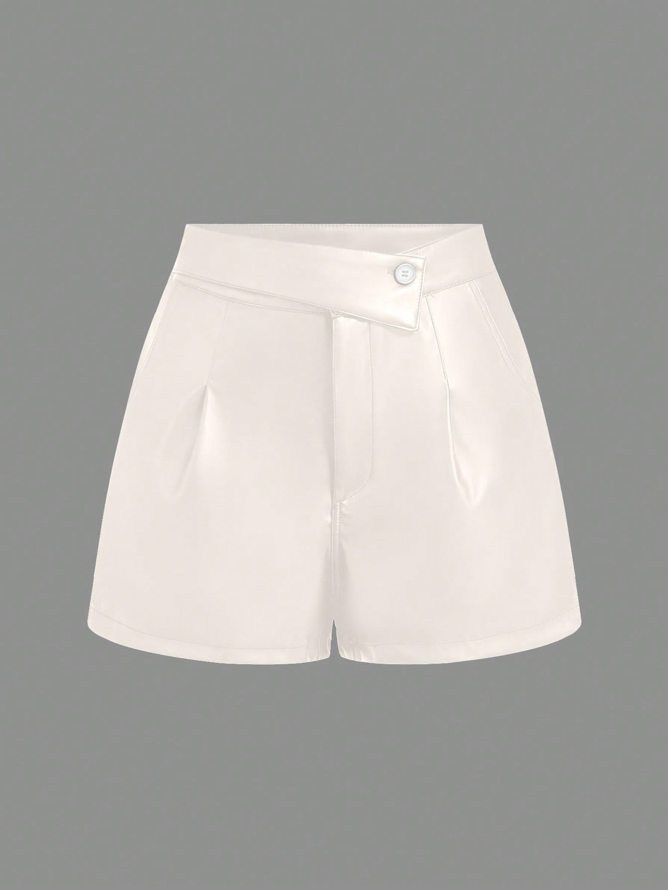 Privé Women's Solid Color Minimalist Front Button Casual Shorts