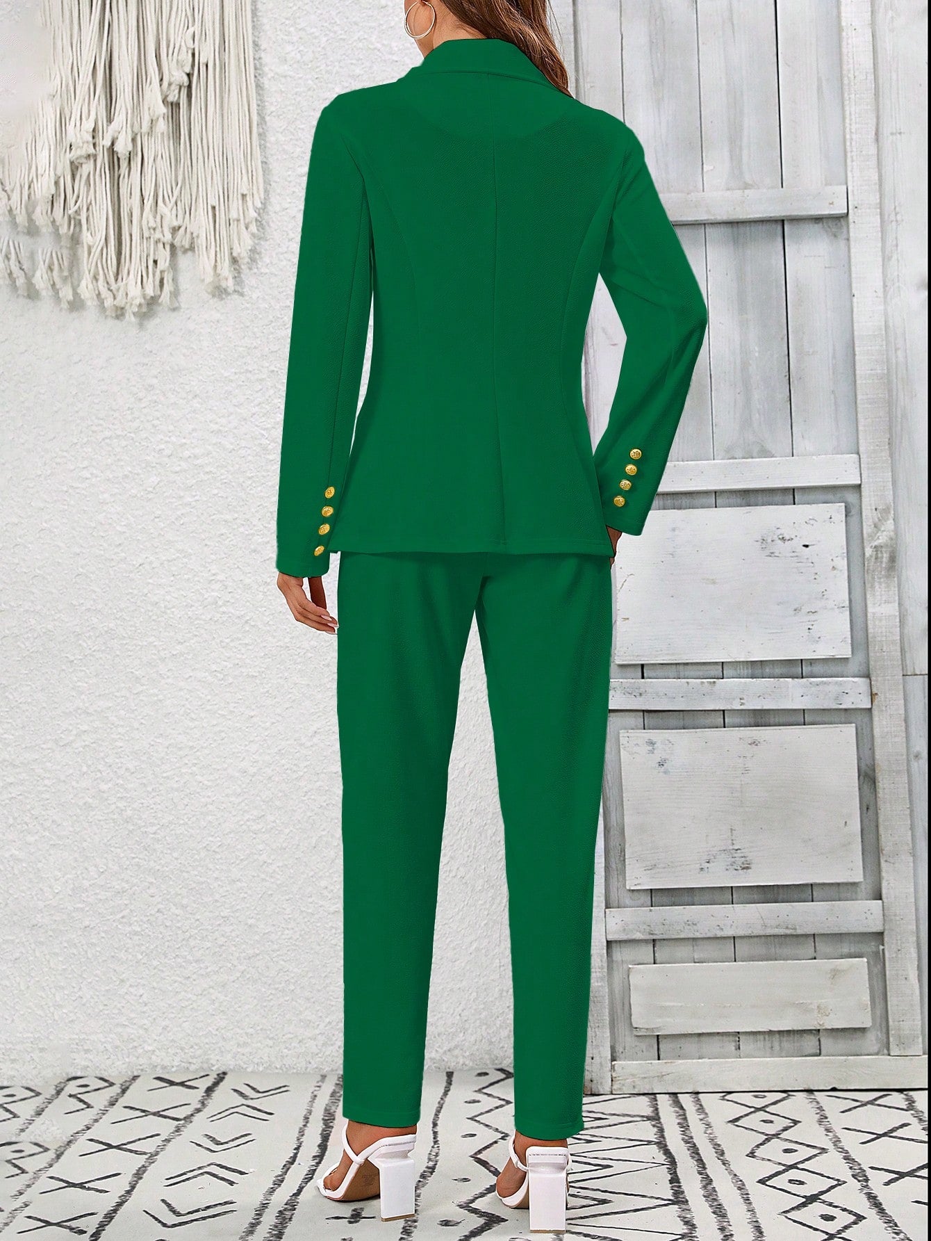 Clasi Women's Casual And Professional Solid Color Blazer And Trousers Suit