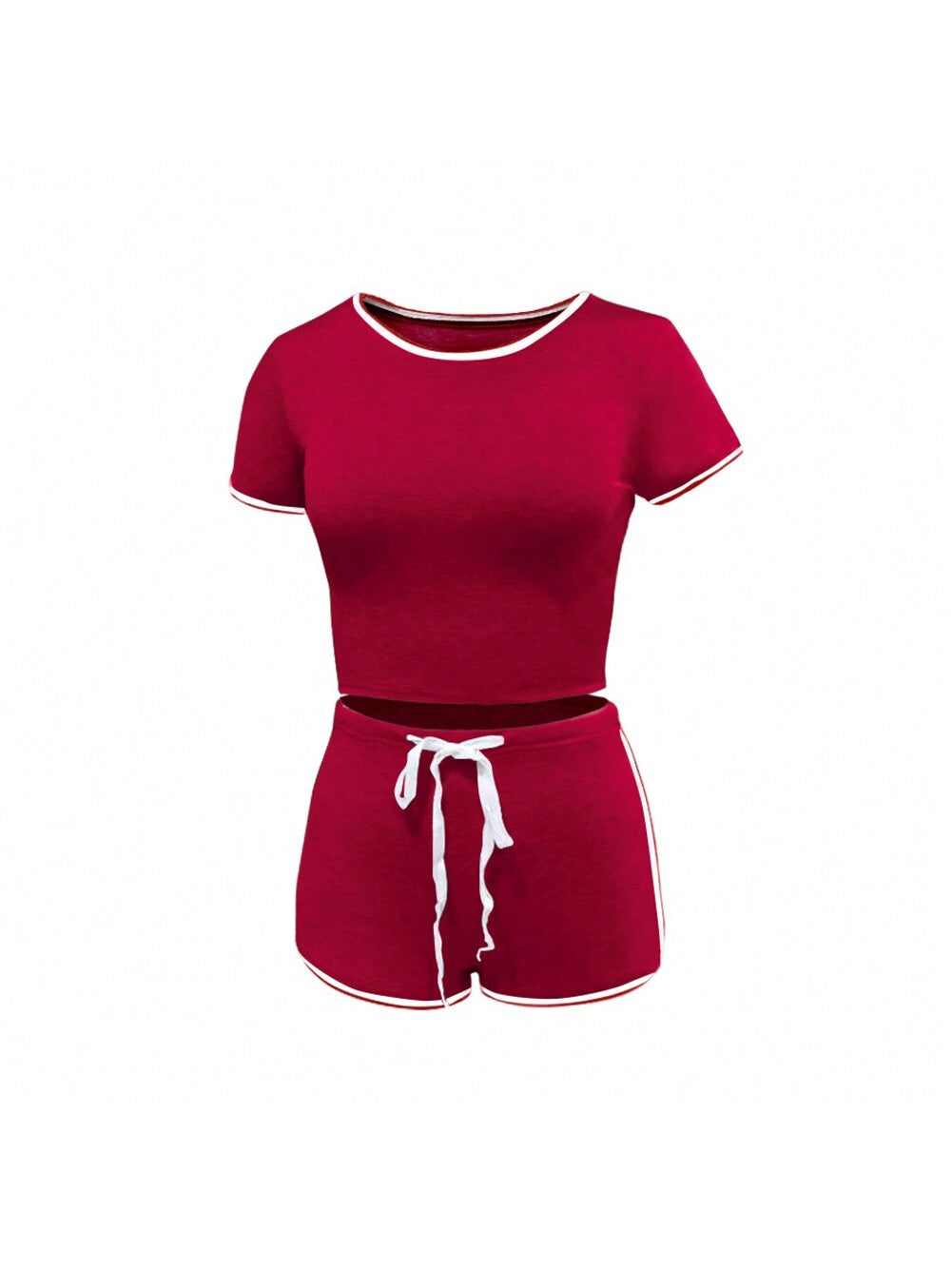 Women 2 Piece Gym Set Short Sleeve Round Neck Top   High Waist Short Pants Tracksuit Set Summer Yoga Sportswear