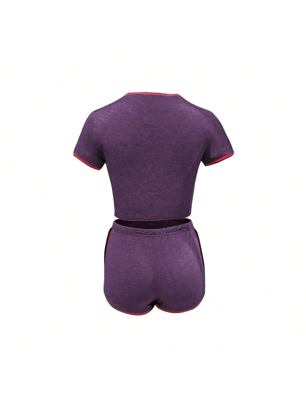 Women 2 Piece Gym Set Short Sleeve Round Neck Top   High Waist Short Pants Tracksuit Set Summer Yoga Sportswear