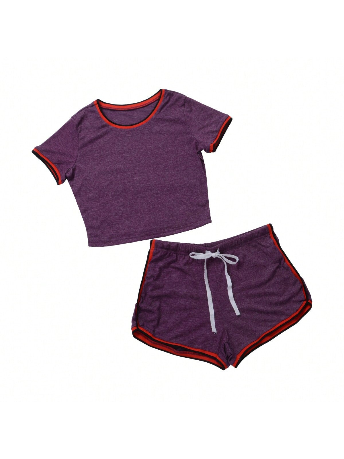 Women 2 Piece Gym Set Short Sleeve Round Neck Top   High Waist Short Pants Tracksuit Set Summer Yoga Sportswear