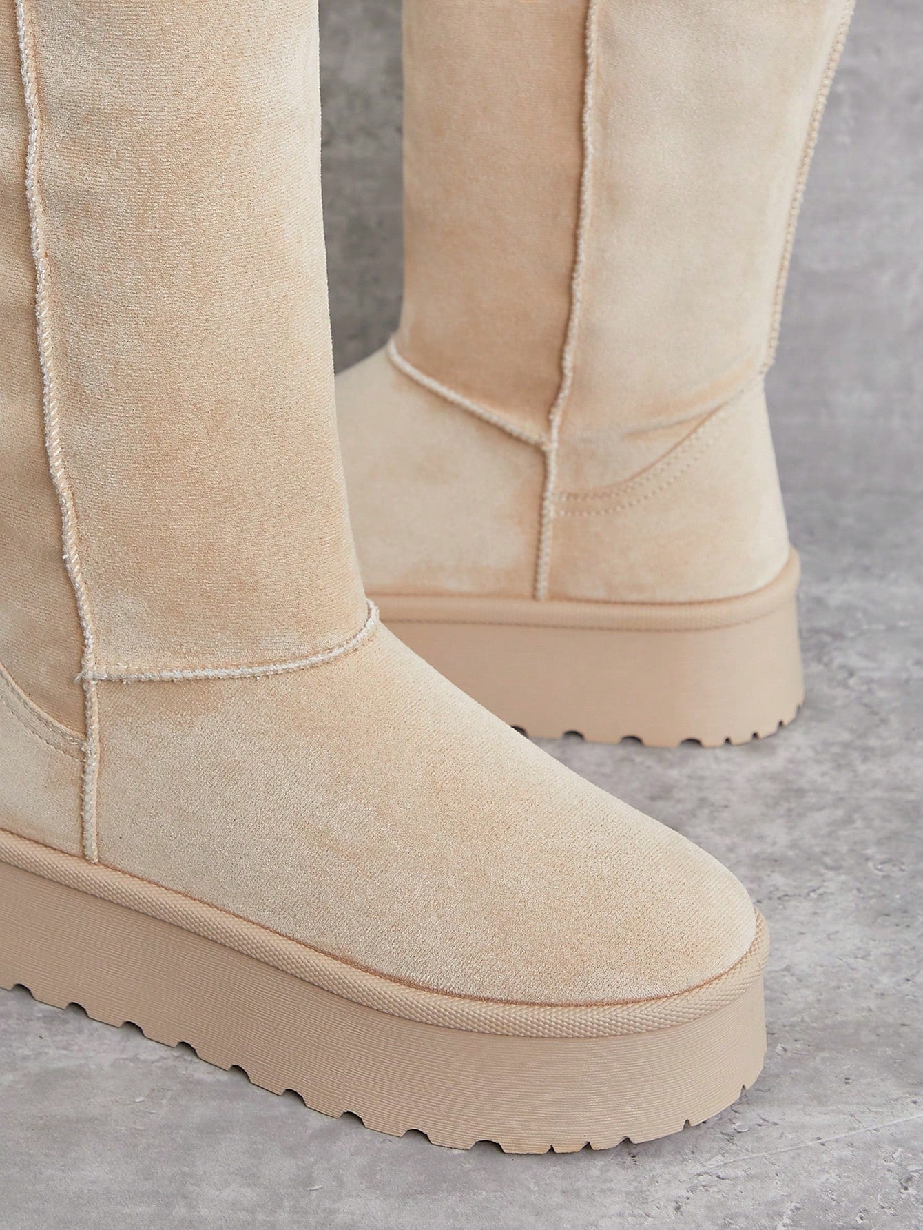 SHUZIA Women's Casual Slip-On Thick Platform Fluffy Thermal Lined Plush Collar Mid-Calf Cute Snow Boots New Year Holiday Valentine Gifts Summer Shoes