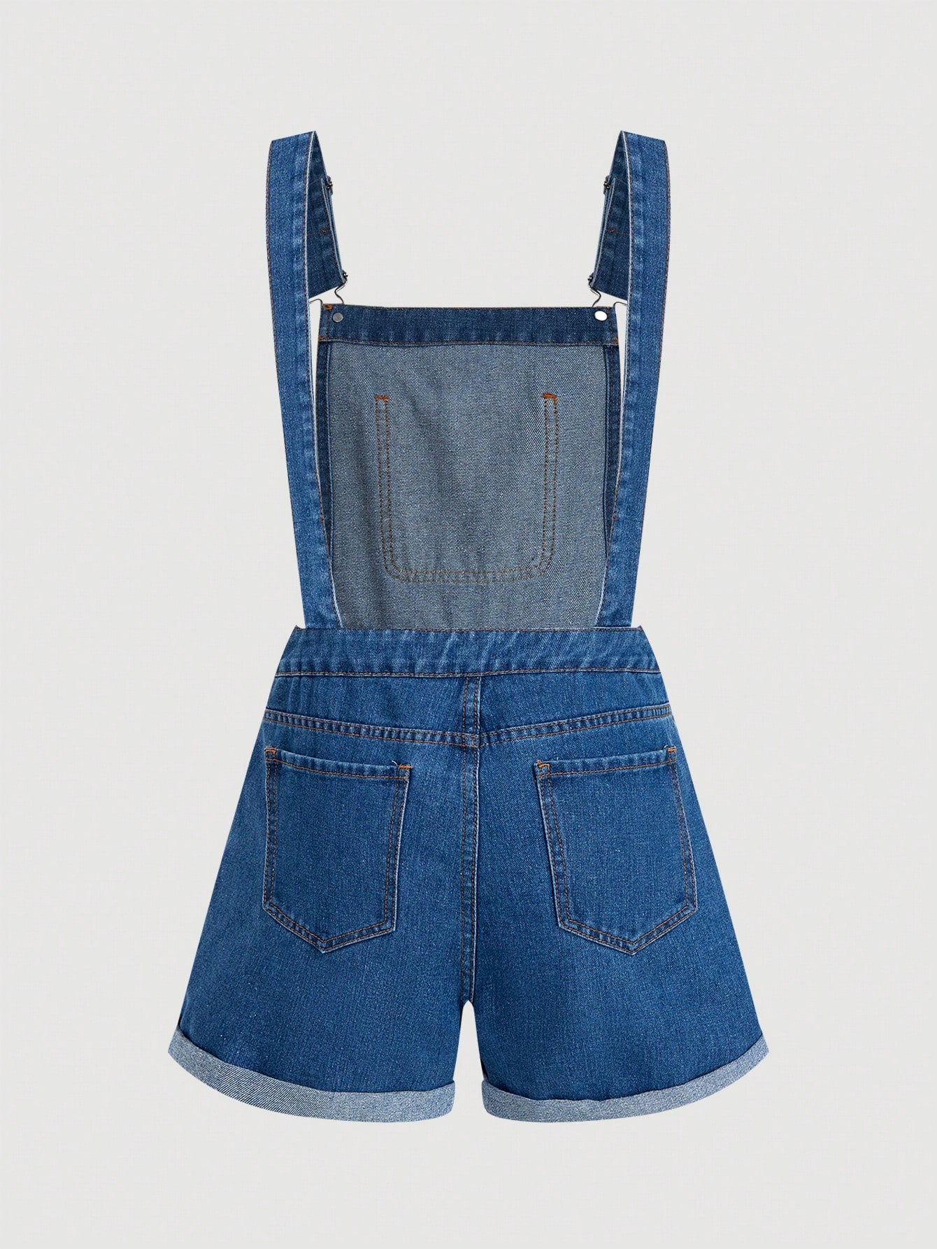 MOD Women's Floral Pattern Pocketed Cuffed Hem Casual Bib Overall Shorts