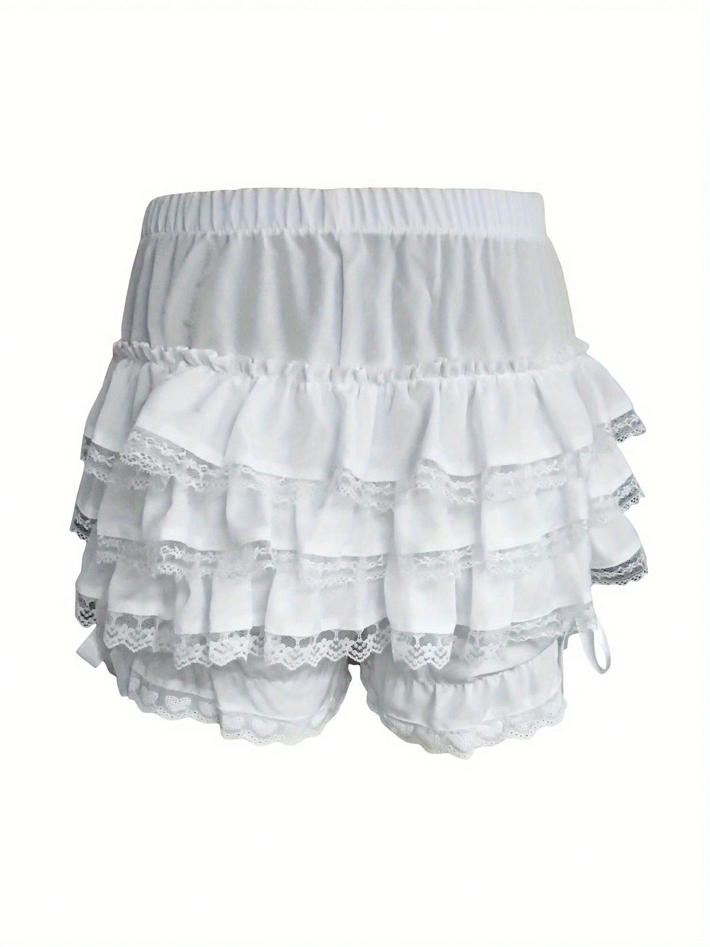 Women Y2k Lolita Bloomers Teens Cute Tiered Ruffle Pumpkin Panties Bloomer Bottom Lace Trim Layered High Waist Shorts Pettipants