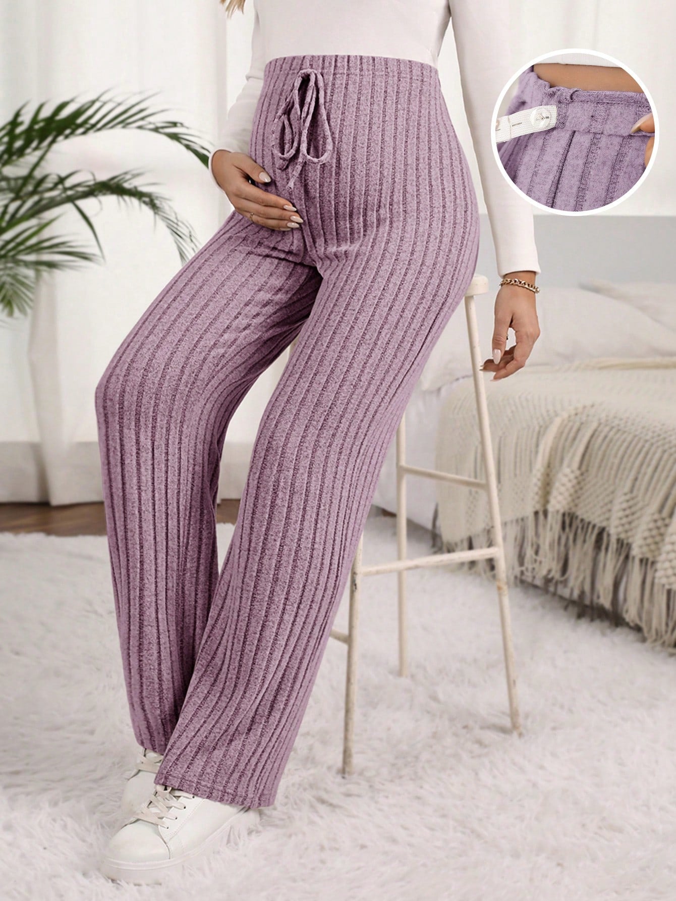 Maternity High Waisted Ribbed Pants