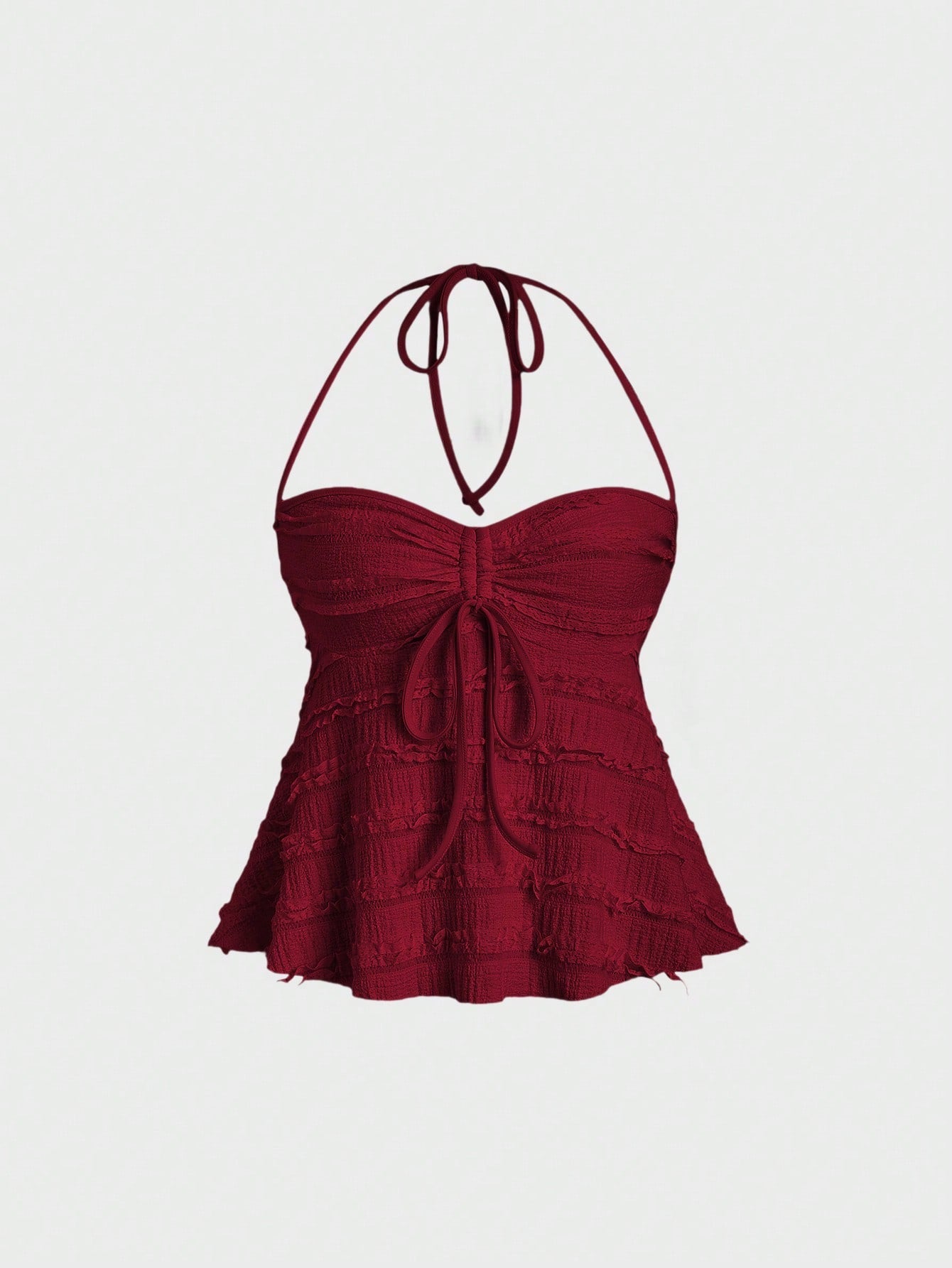 Sweetra Solid Color Drawstring Halter Backless Sexy Summer Tank Top