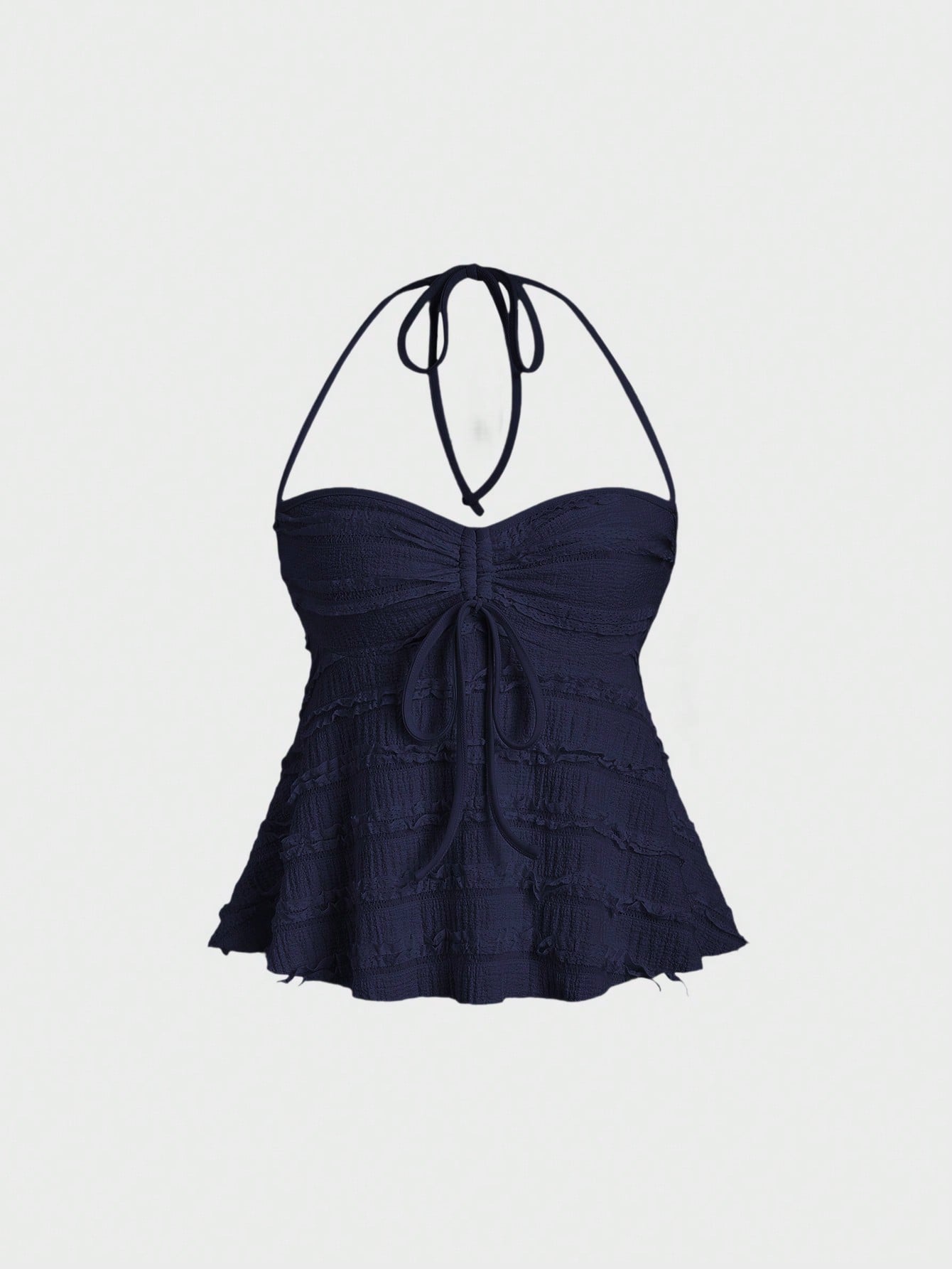 Sweetra Solid Color Drawstring Halter Backless Sexy Summer Tank Top