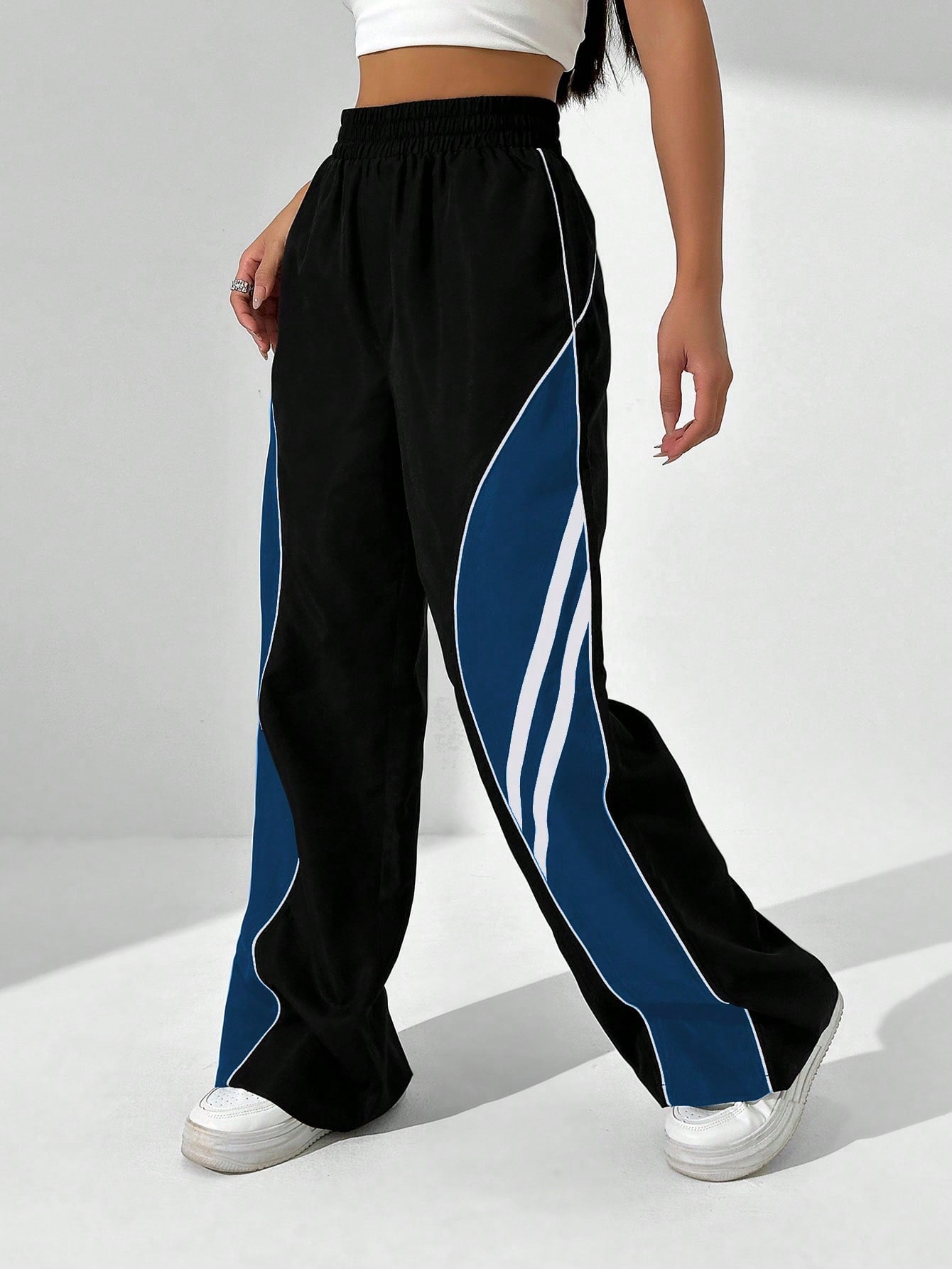 HypeZone Women's Casual Colorblock Patchwork Long Pants