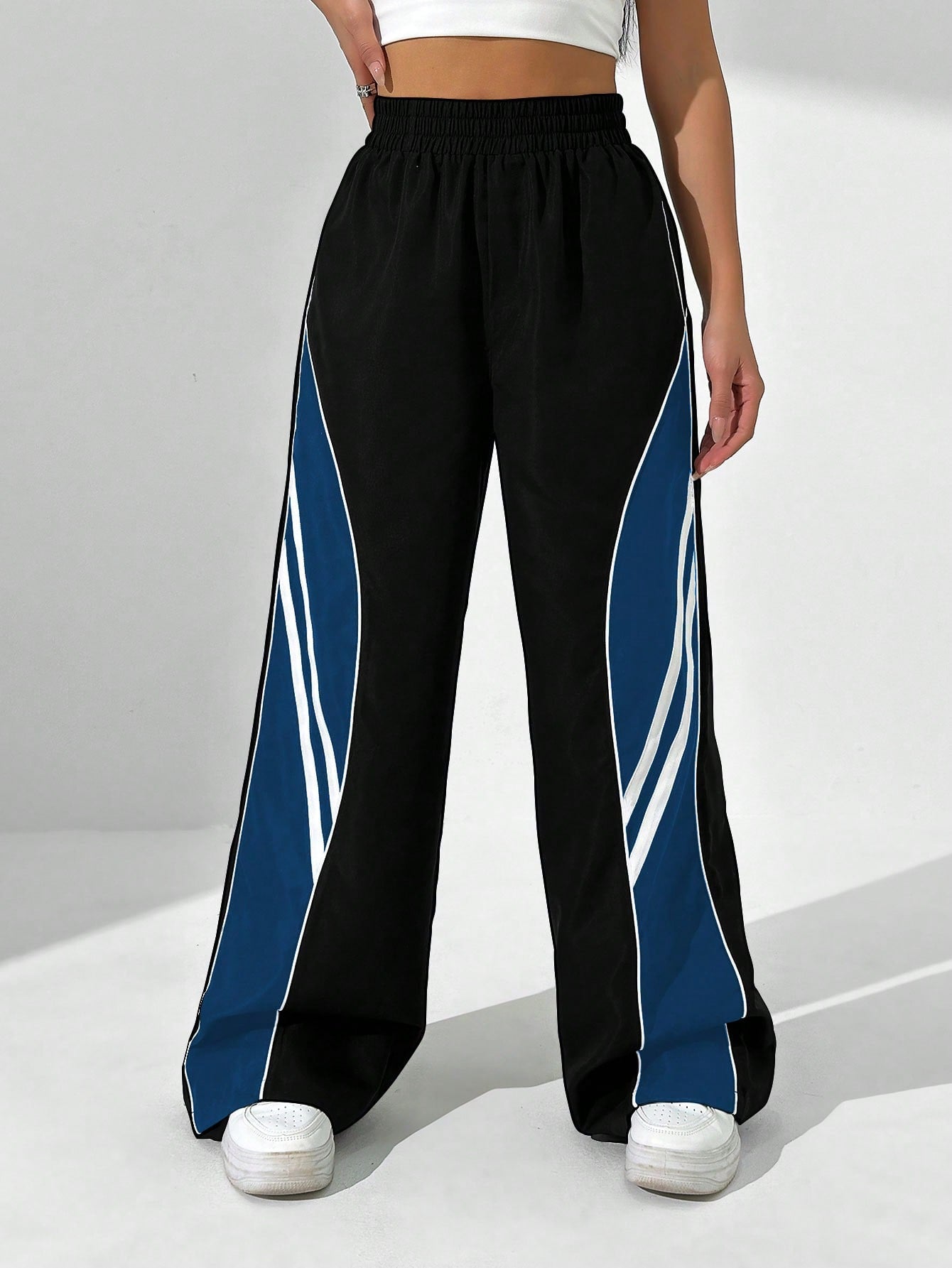 HypeZone Women's Casual Colorblock Patchwork Long Pants