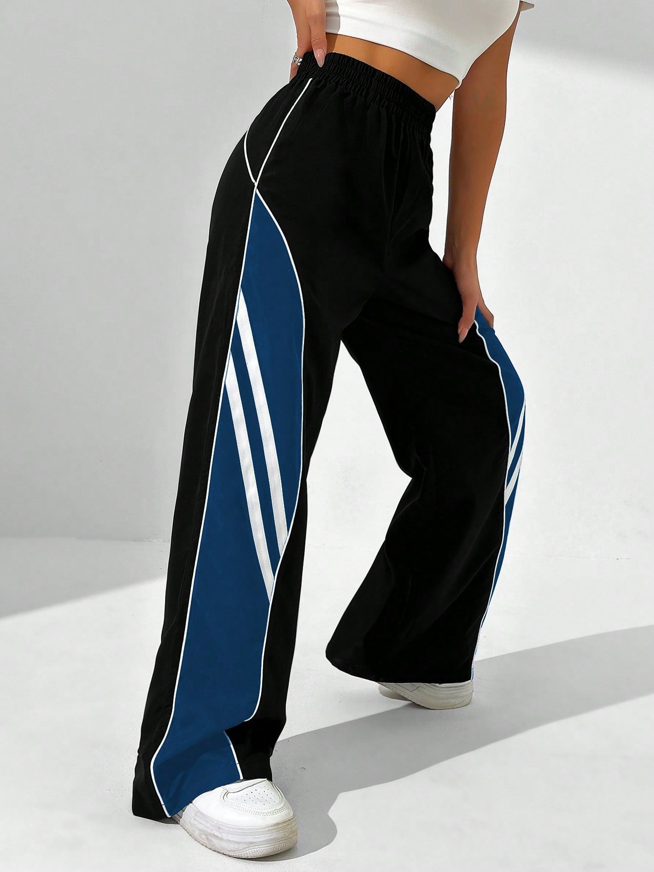 HypeZone Women's Casual Colorblock Patchwork Long Pants