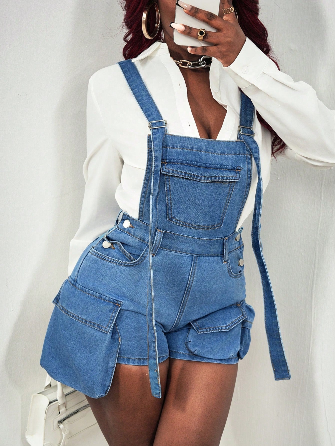 Slayr Women's Denim Overalls Bib Short Work Bag Jumpsuit Blue Summer Women Clothes One Piece Jumpsuit Women Jumpsuits