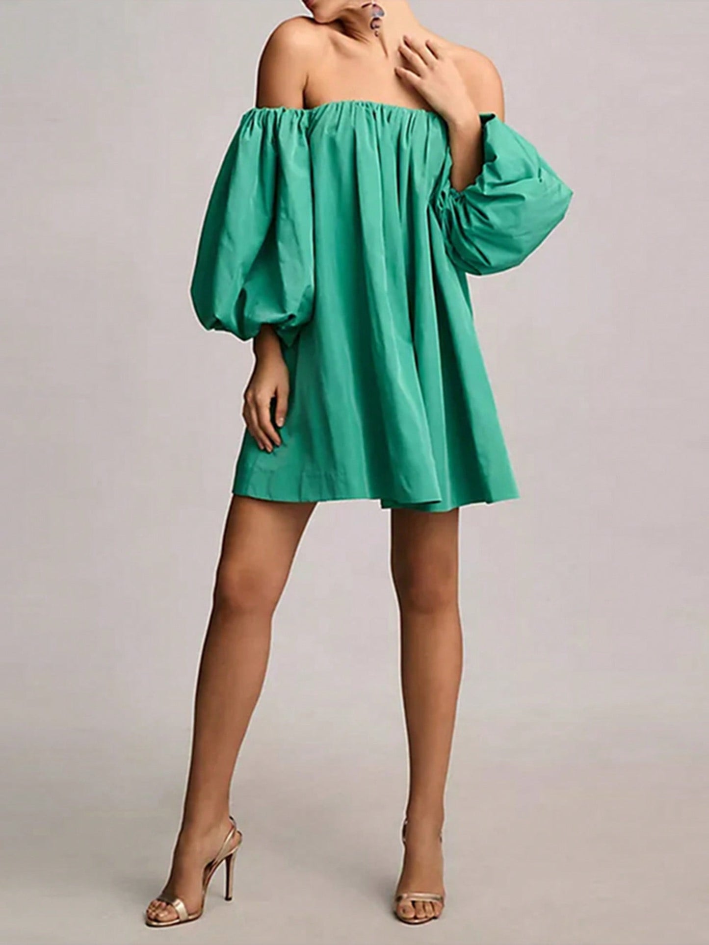 Women's Y2K Off Shoulder Puff Ruffle Trim Shirt Casual Loose Long Sleeve Tops Classy Oversized Summer Blouse Pleated Tunic For Daily Party Club Streetwear Fairycore