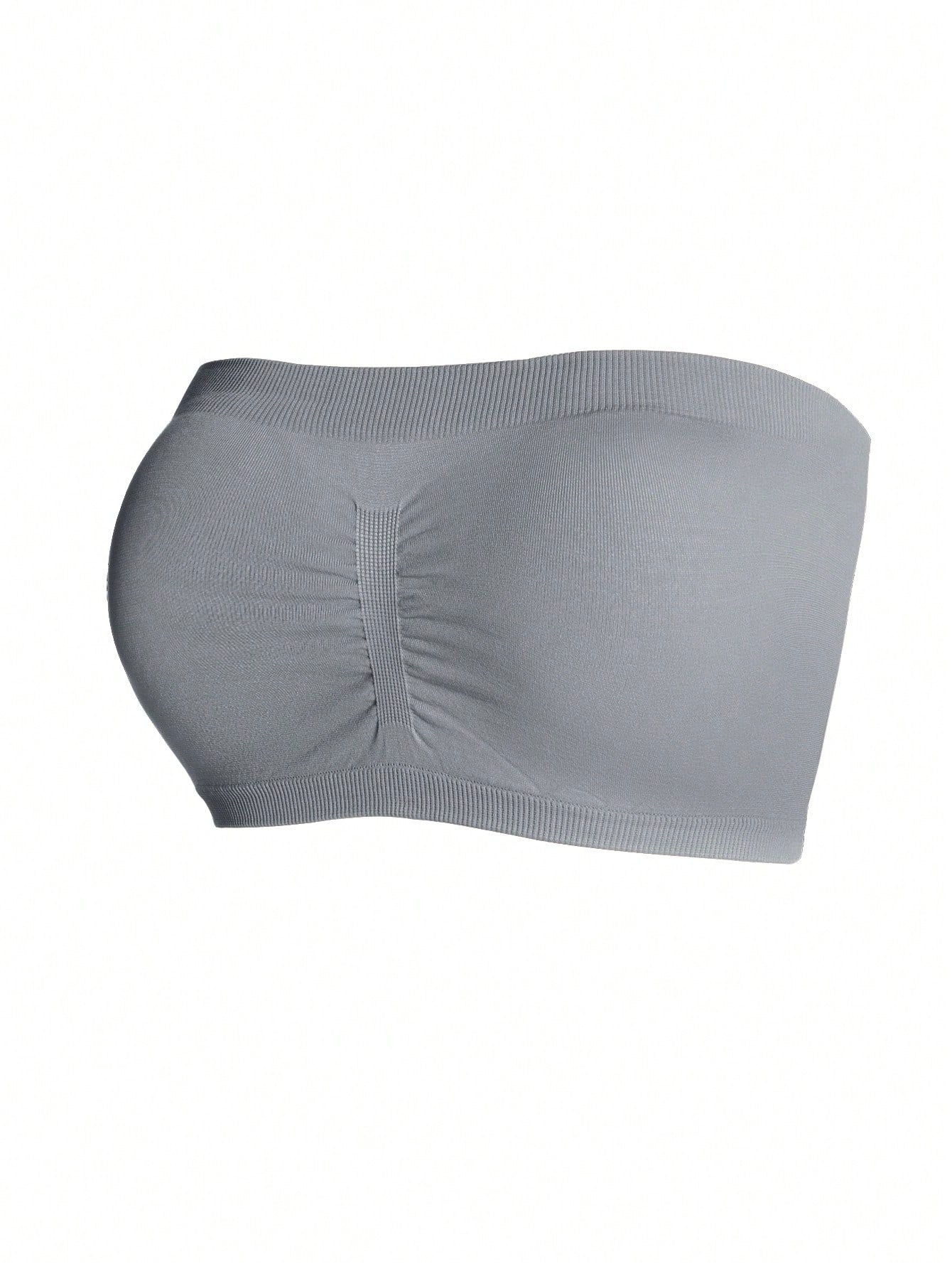 Underwear&Sleepwear Basics 3pcs Solid Ruched Tube Bra