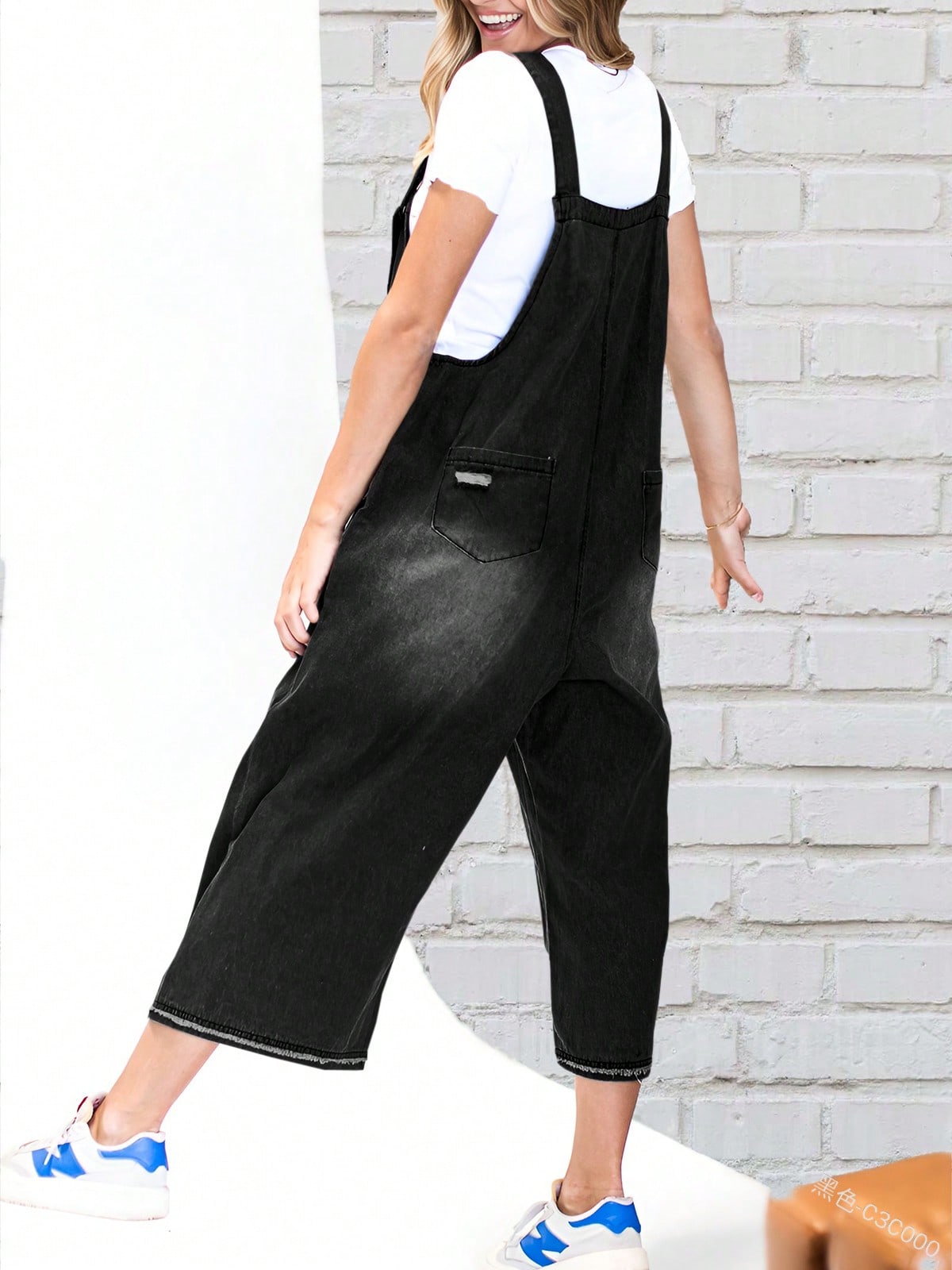 PiePieBuy PiePieBuy Women's Casual Denim Overall Jumpsuit , Loose Adjustable Shoulder Straps Make Old Denim Cargo Belt Pockets