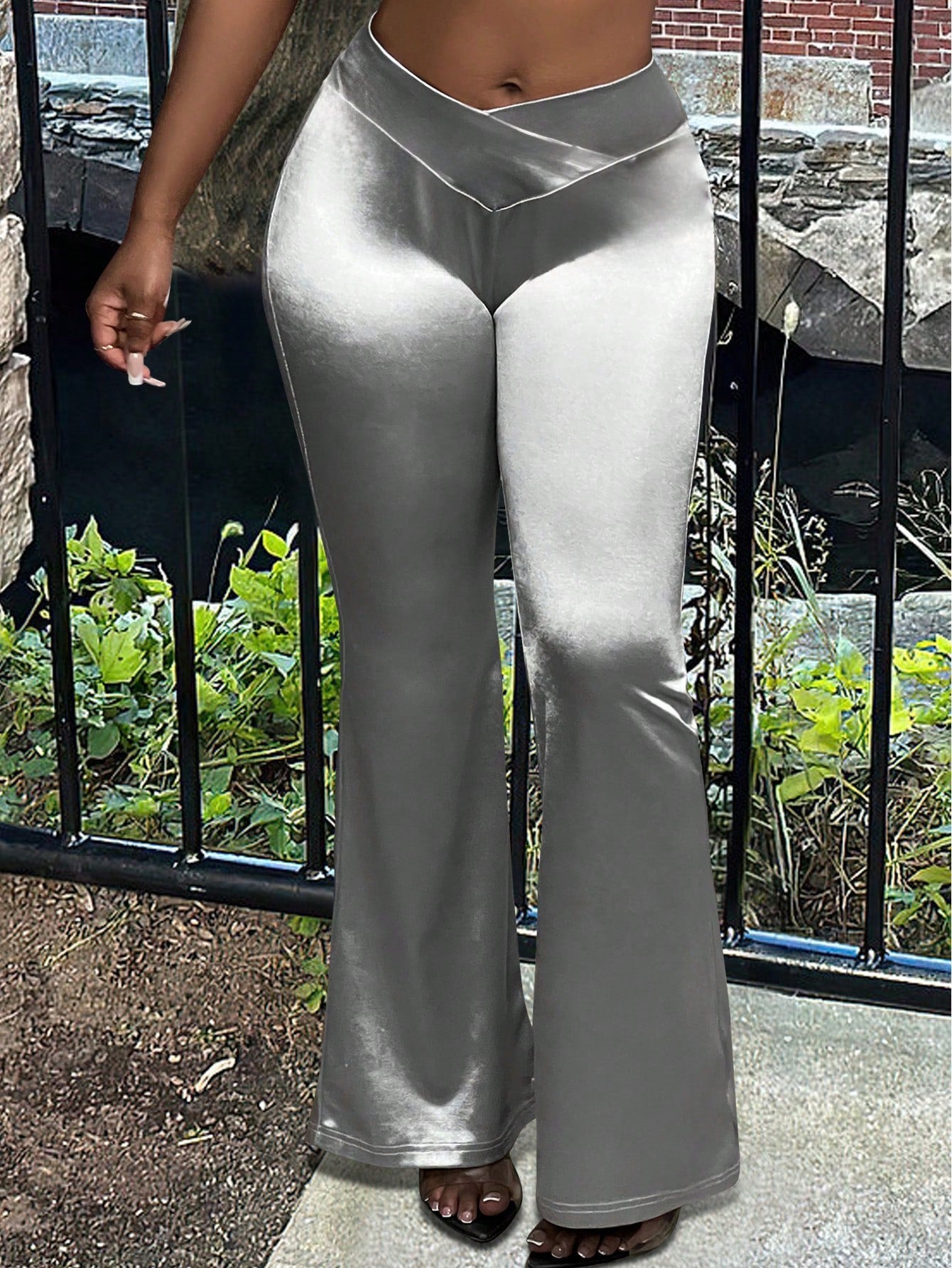 Slayr Fashion Branch Print Slim Fit Flare Pants