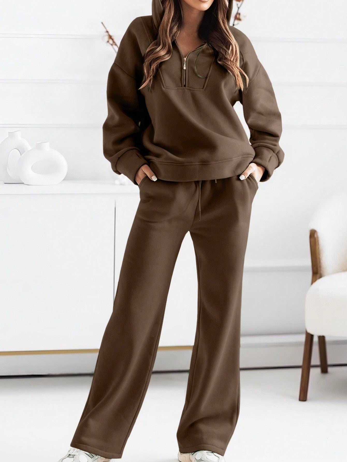 LUNE 2pcs/Set Women Hoodie Pullover & Pants Casual Sports Suit