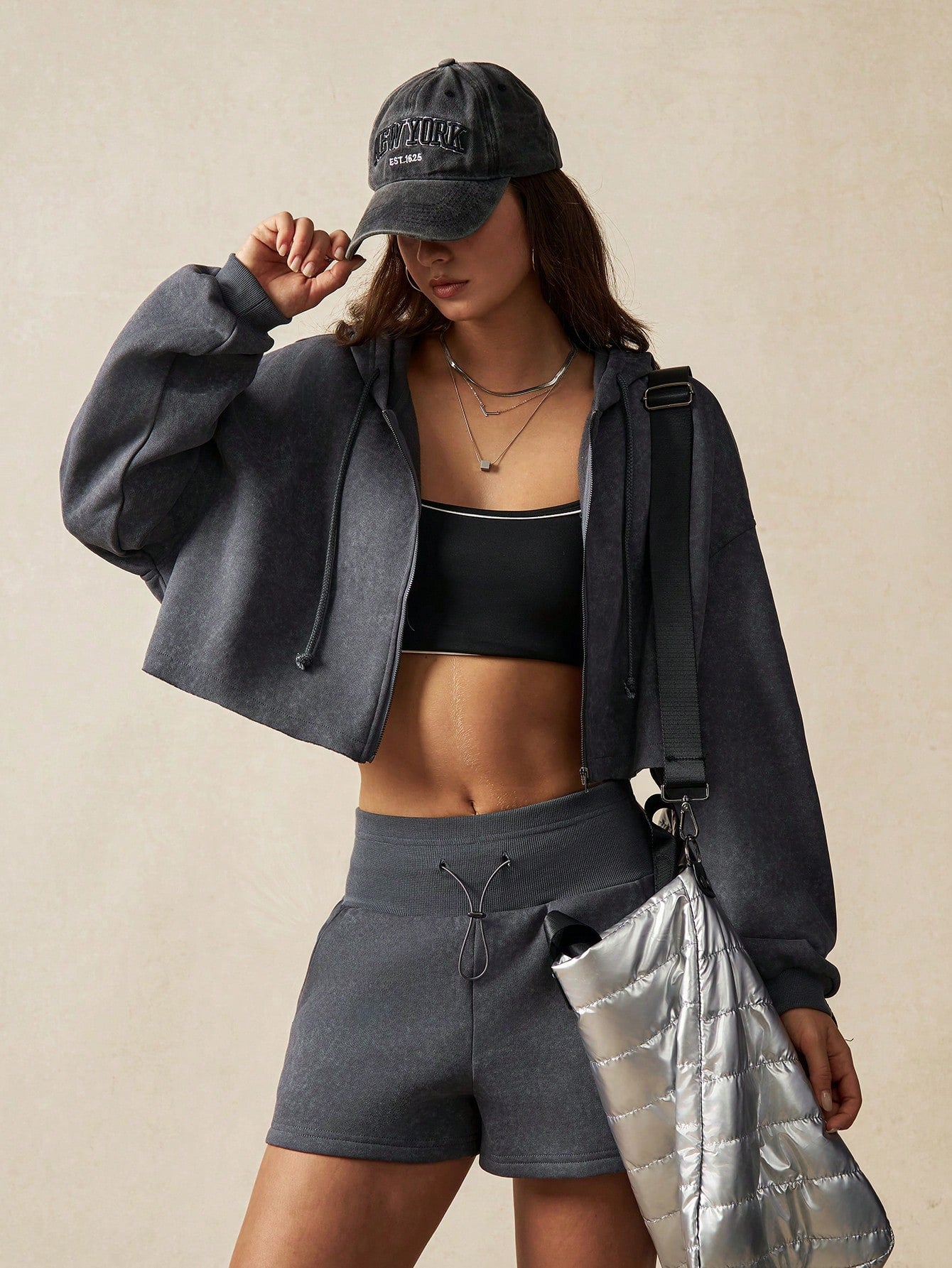 VARSITIE Women Hoodie With Shorts Thermal Lined Sweatsuit Set